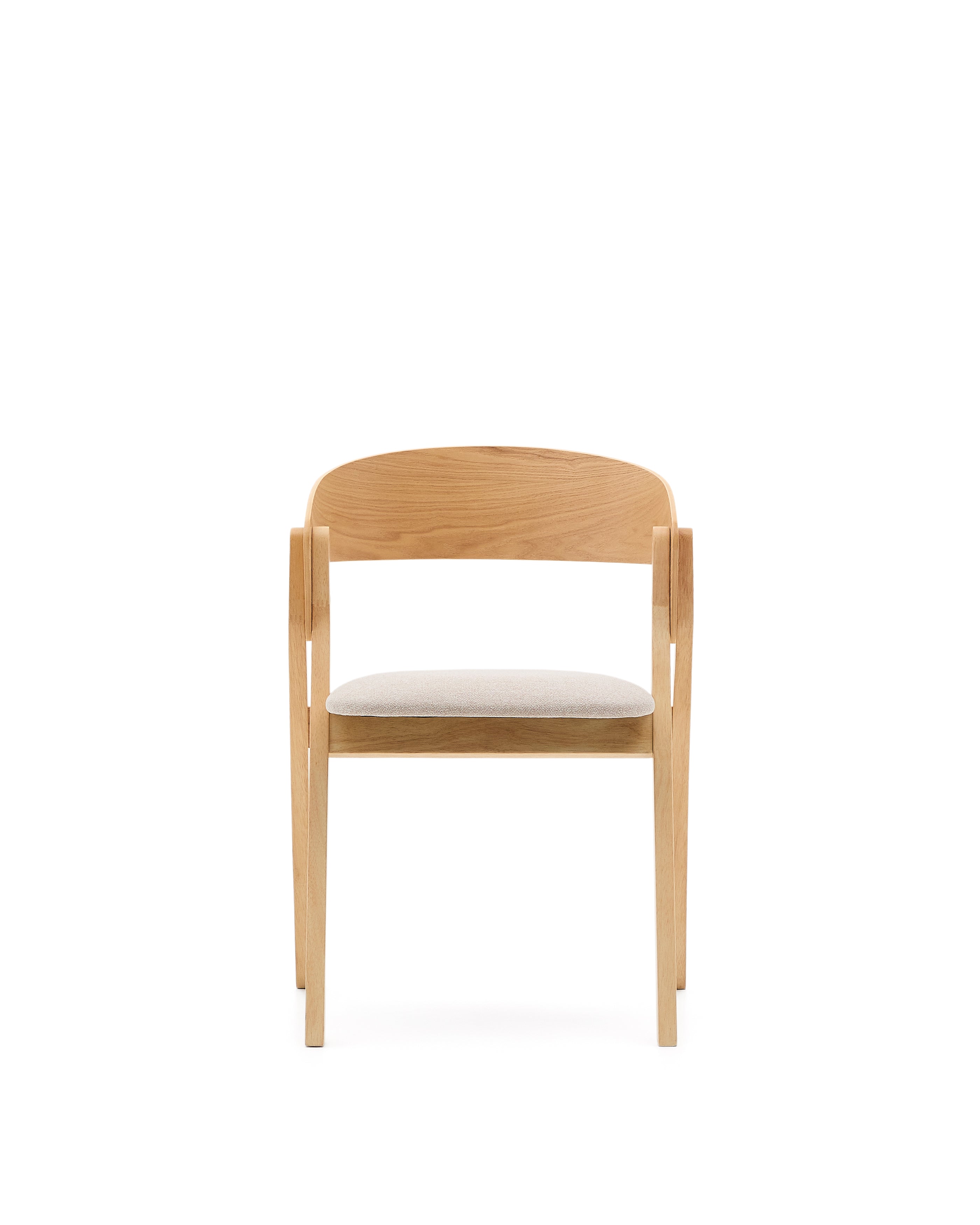 Godia chair in ash veneer with a natural finish and beige chenille - Product Image