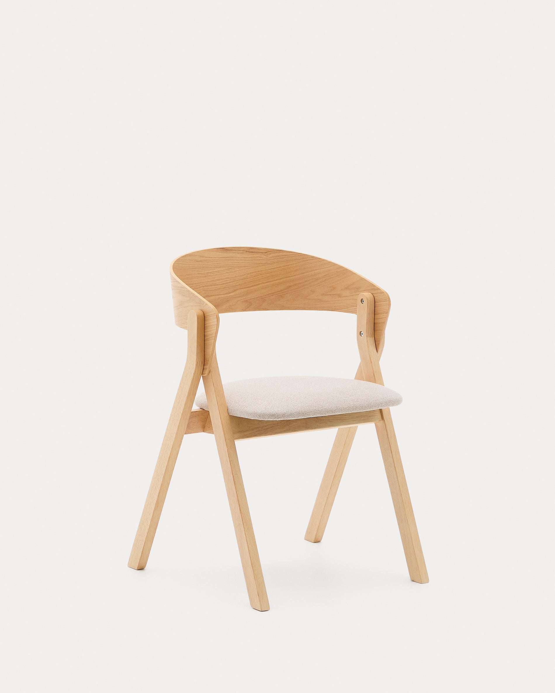 Godia chair in ash veneer with a natural finish and beige chenille - Product View