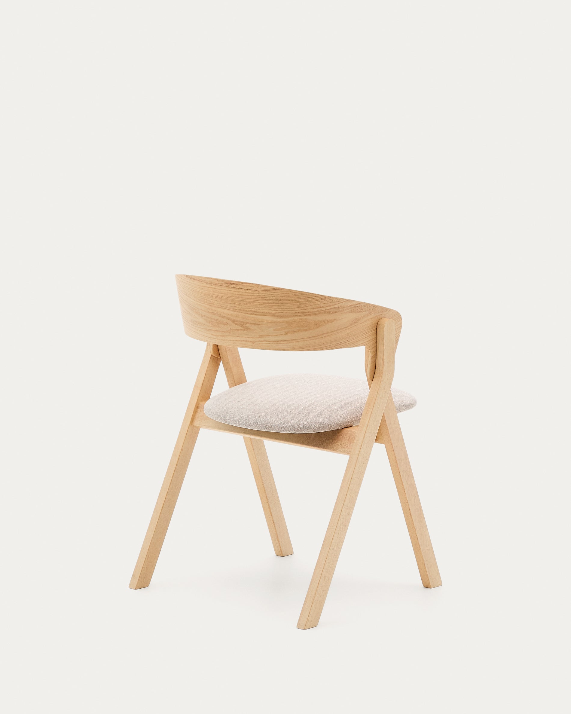 Godia chair in ash veneer with a natural finish and beige chenille - Product View