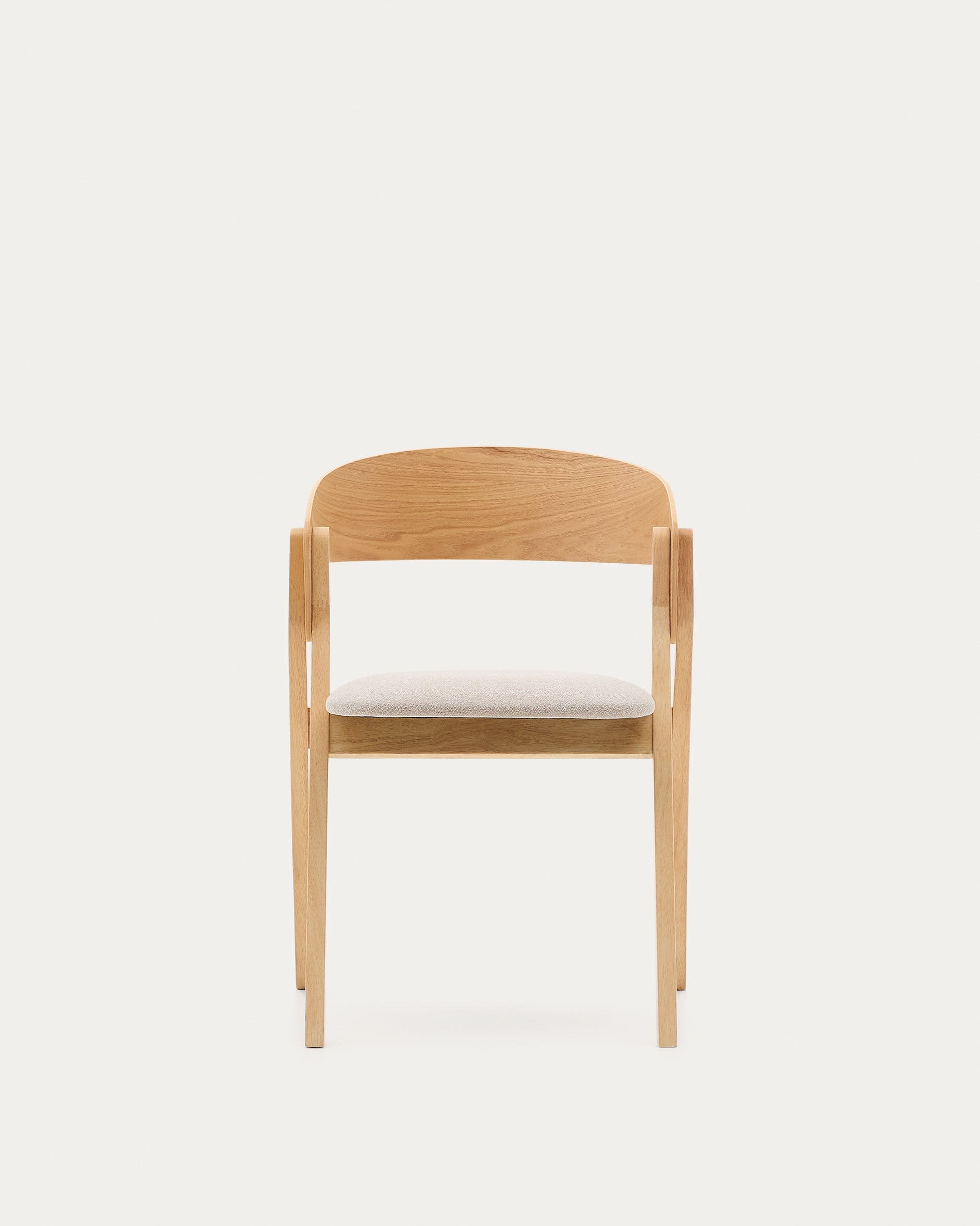 Godia chair in ash veneer with a natural finish and beige chenille - Product View