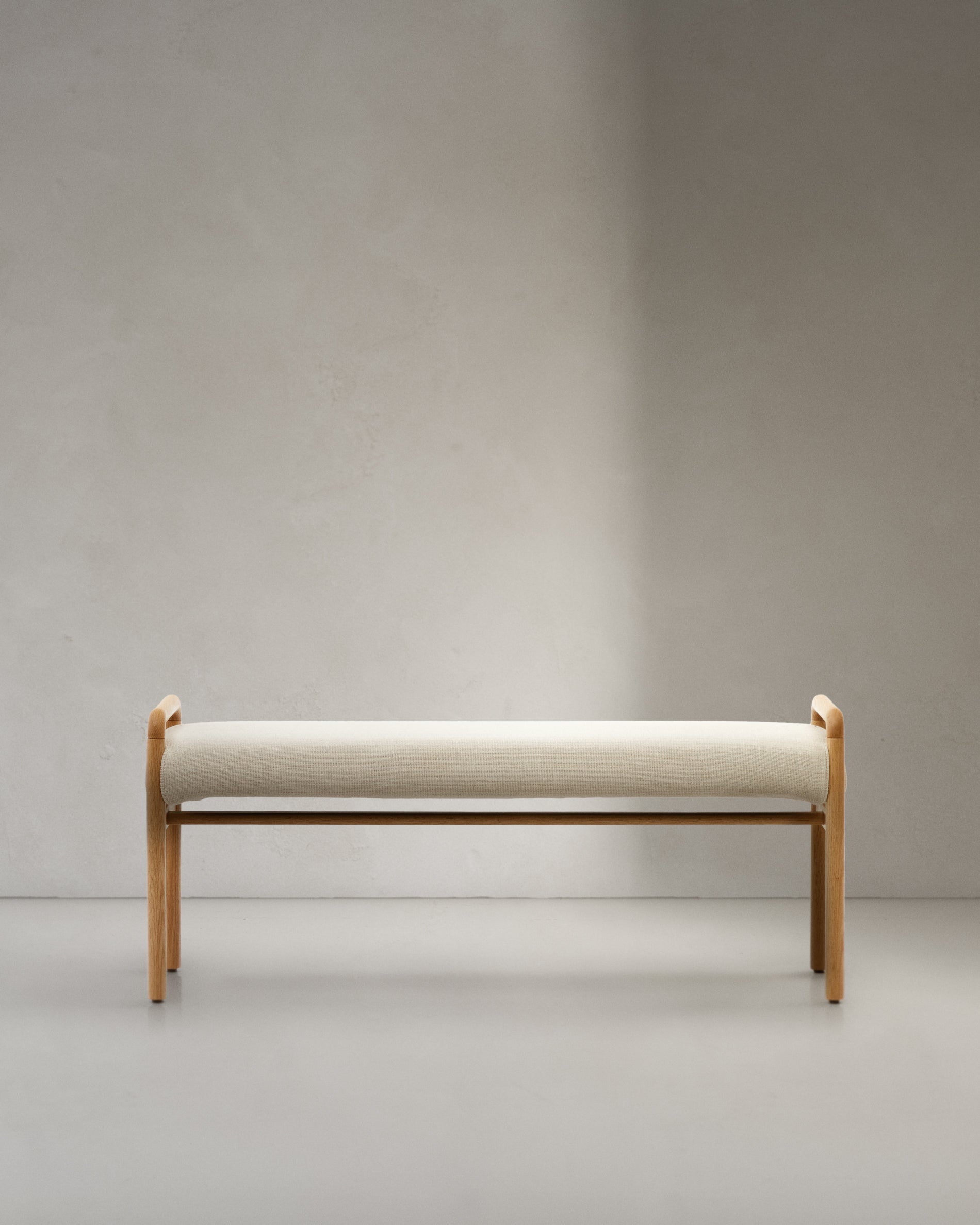 Macaret bench with removable cover solid oak wood with natural finish 120 cm FSC Mix Credit - Product View