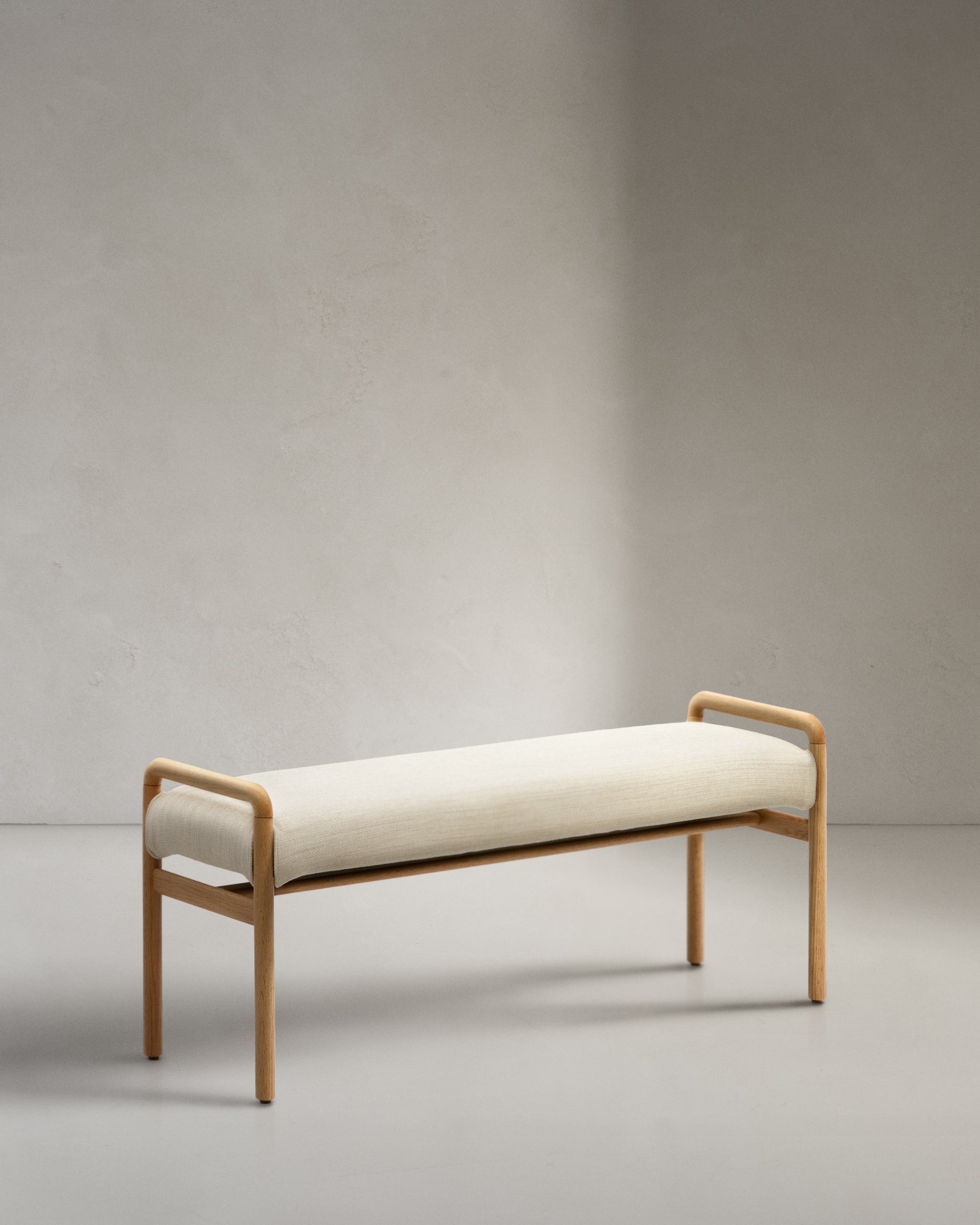 Macaret bench with removable cover solid oak wood with natural finish 120 cm FSC Mix Credit - Product View