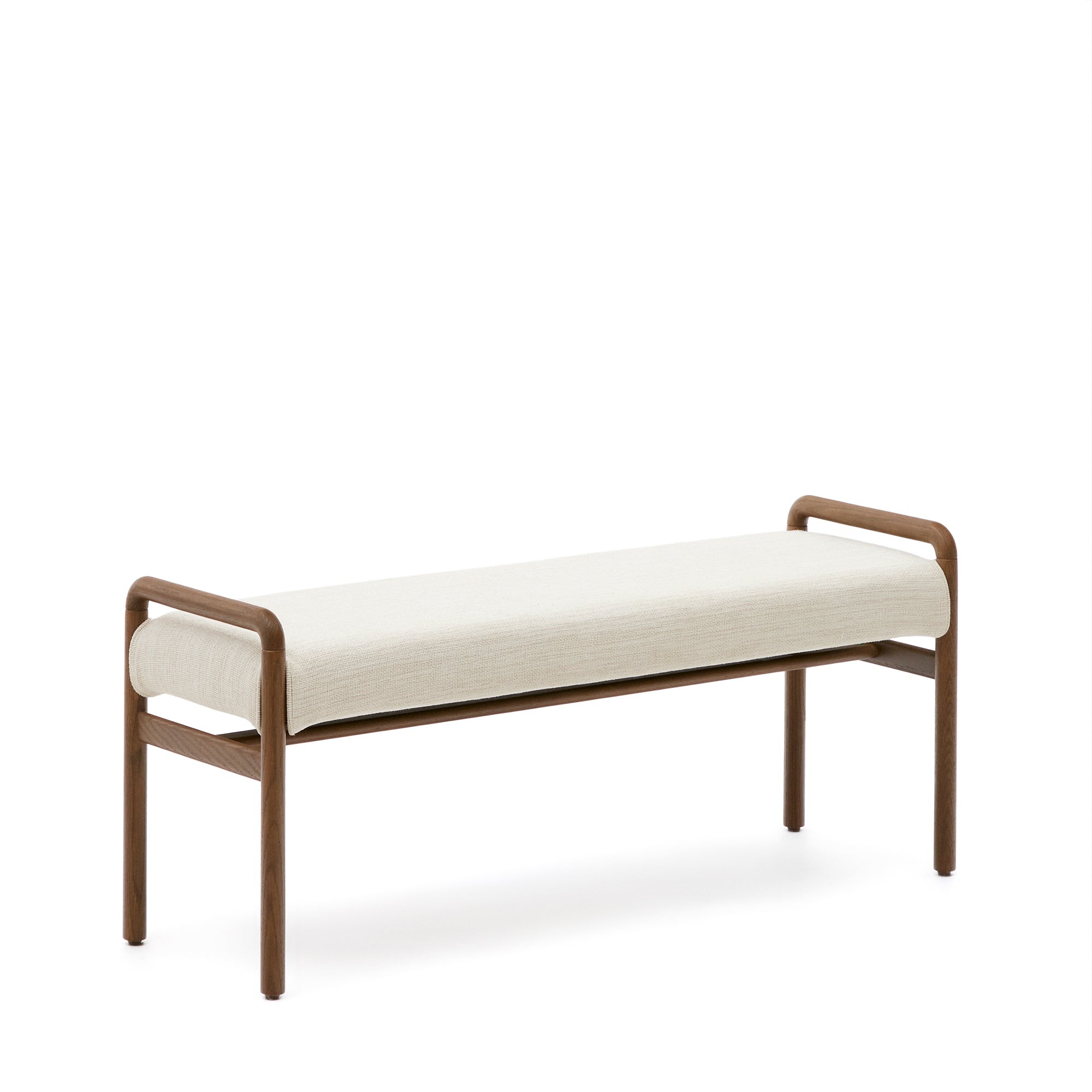 Macaret bench with removable cover solid oak wood with walnut finish 120 cm FSC Mix Credit - Product Image