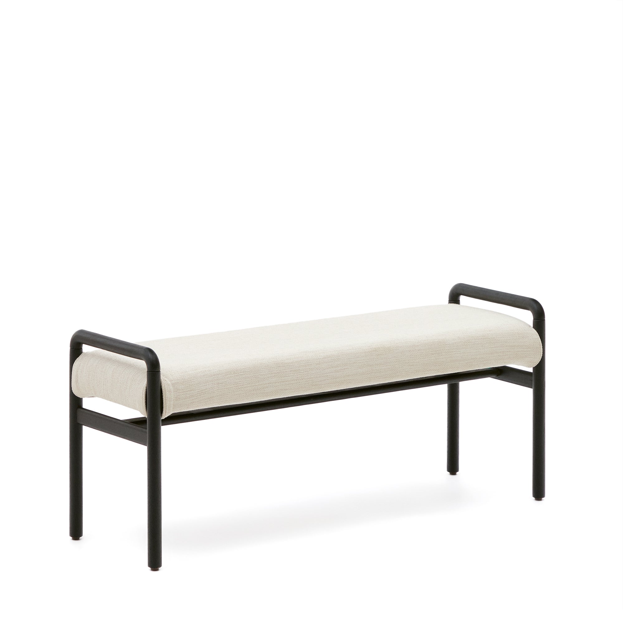 Macaret bench with removable cover solid oak wood with black finish 120 cm FSC Mix Credit - Product Image