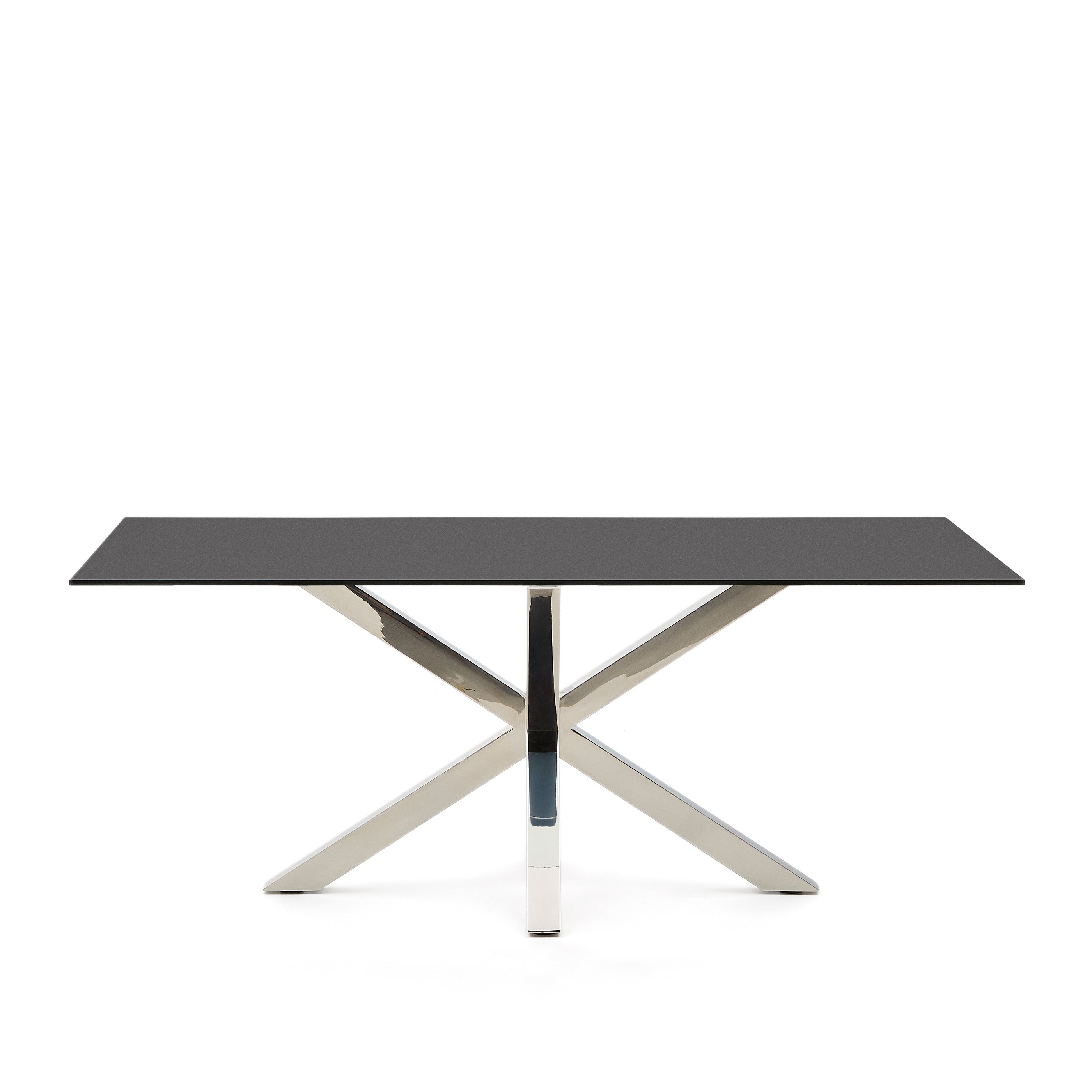 Argo asztal fekete üveg és acél lábakkal 200 x 100 cm