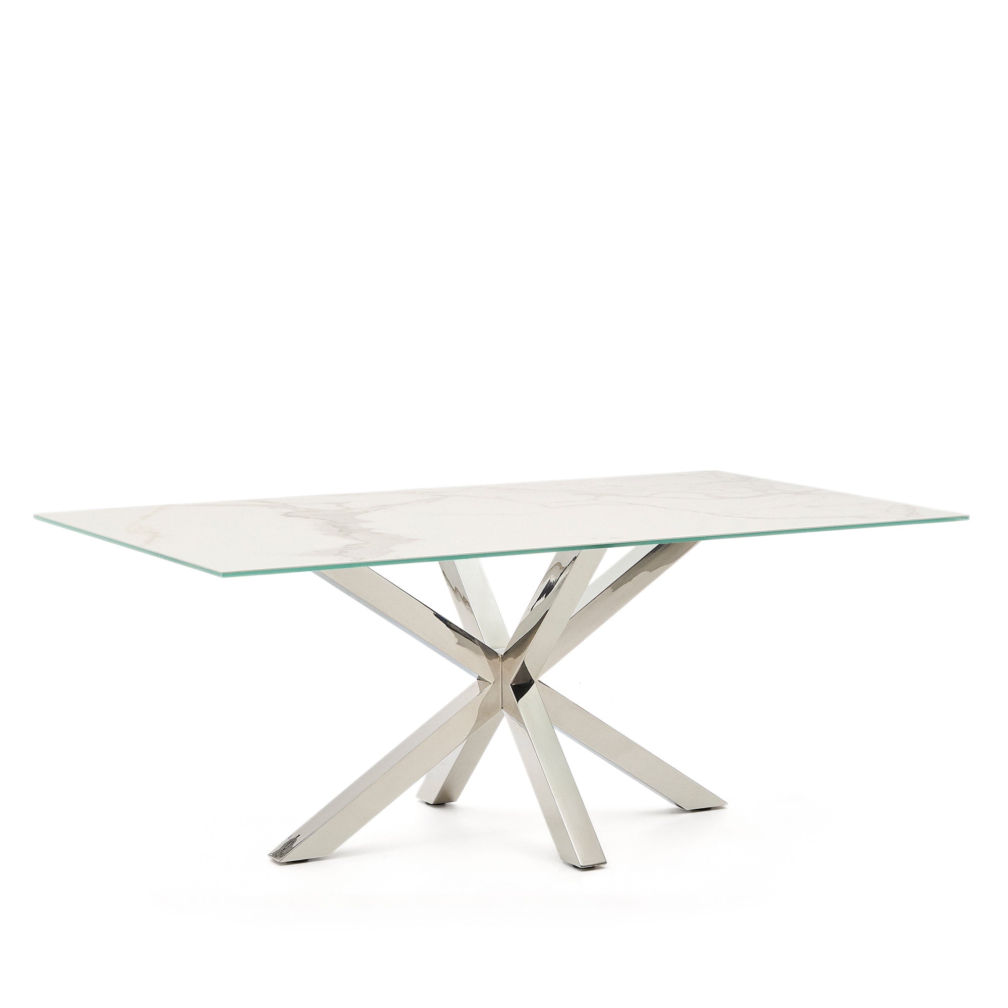 Argo asztal vas moha porcelánból és rozsdamentes acél lábakkal, 200 x 100 cm