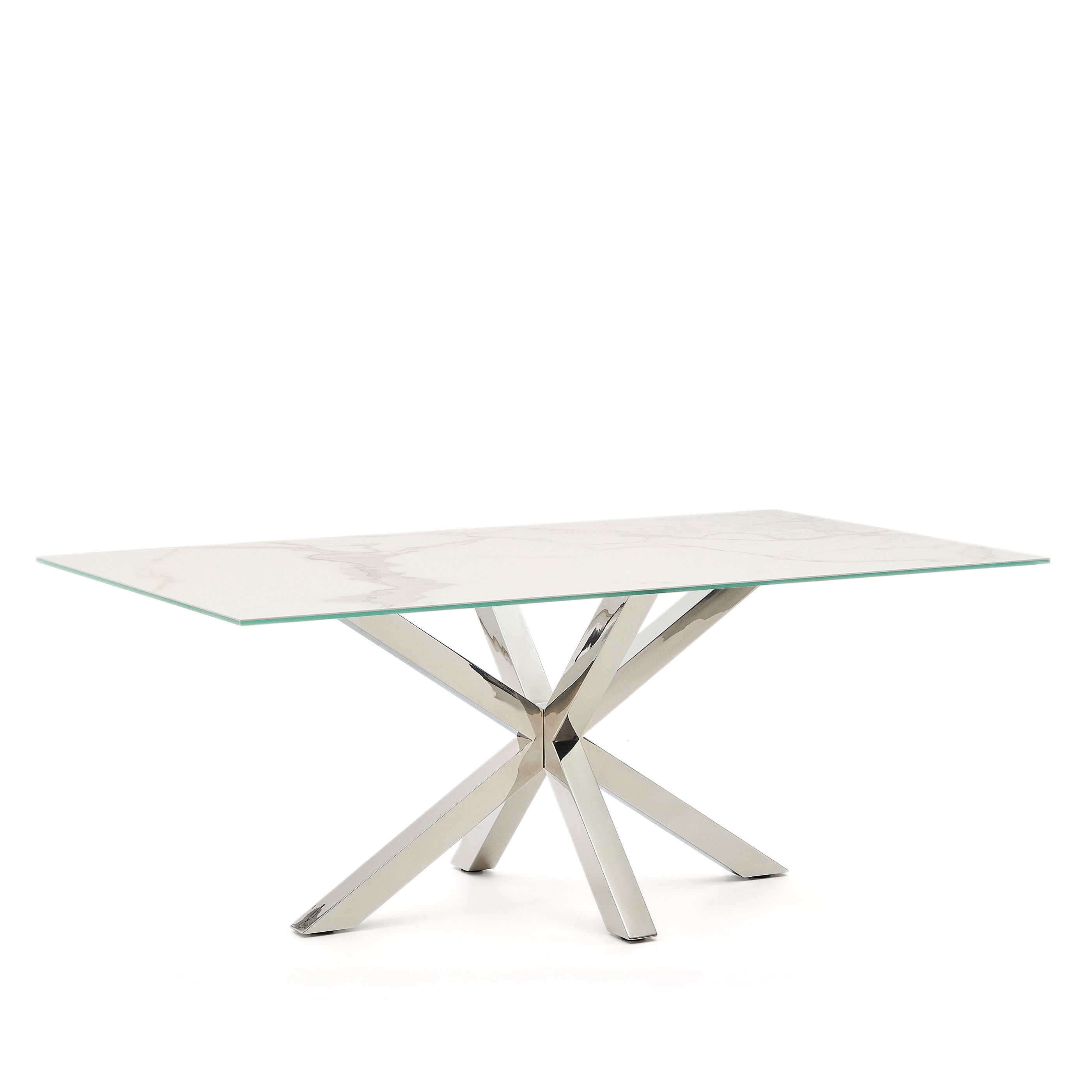 Argo asztal vas moha porcelánból és rozsdamentes acél lábakkal, 200 x 100 cm