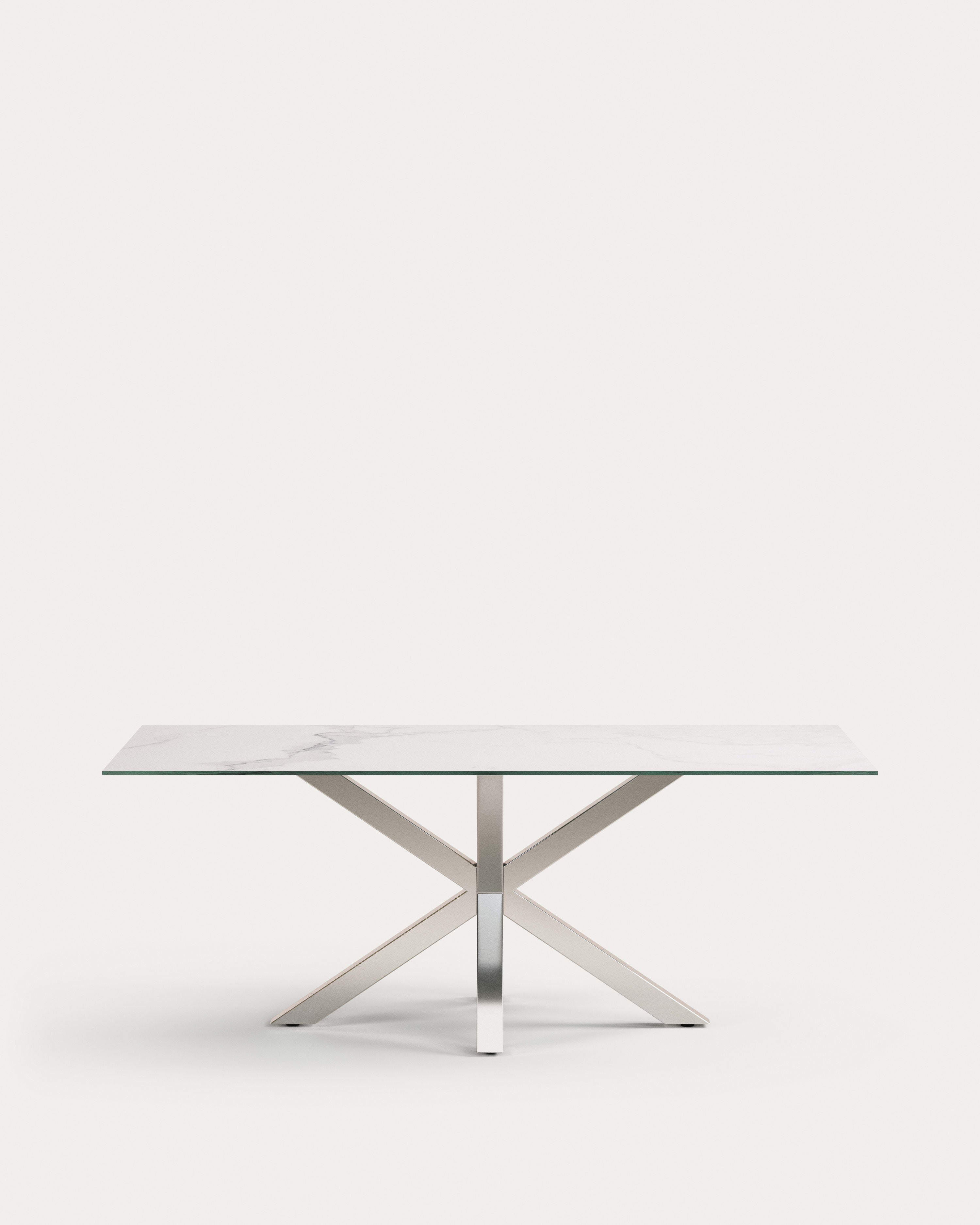 Argo asztal vas moha porcelánból és rozsdamentes acél lábakkal, 200 x 100 cm