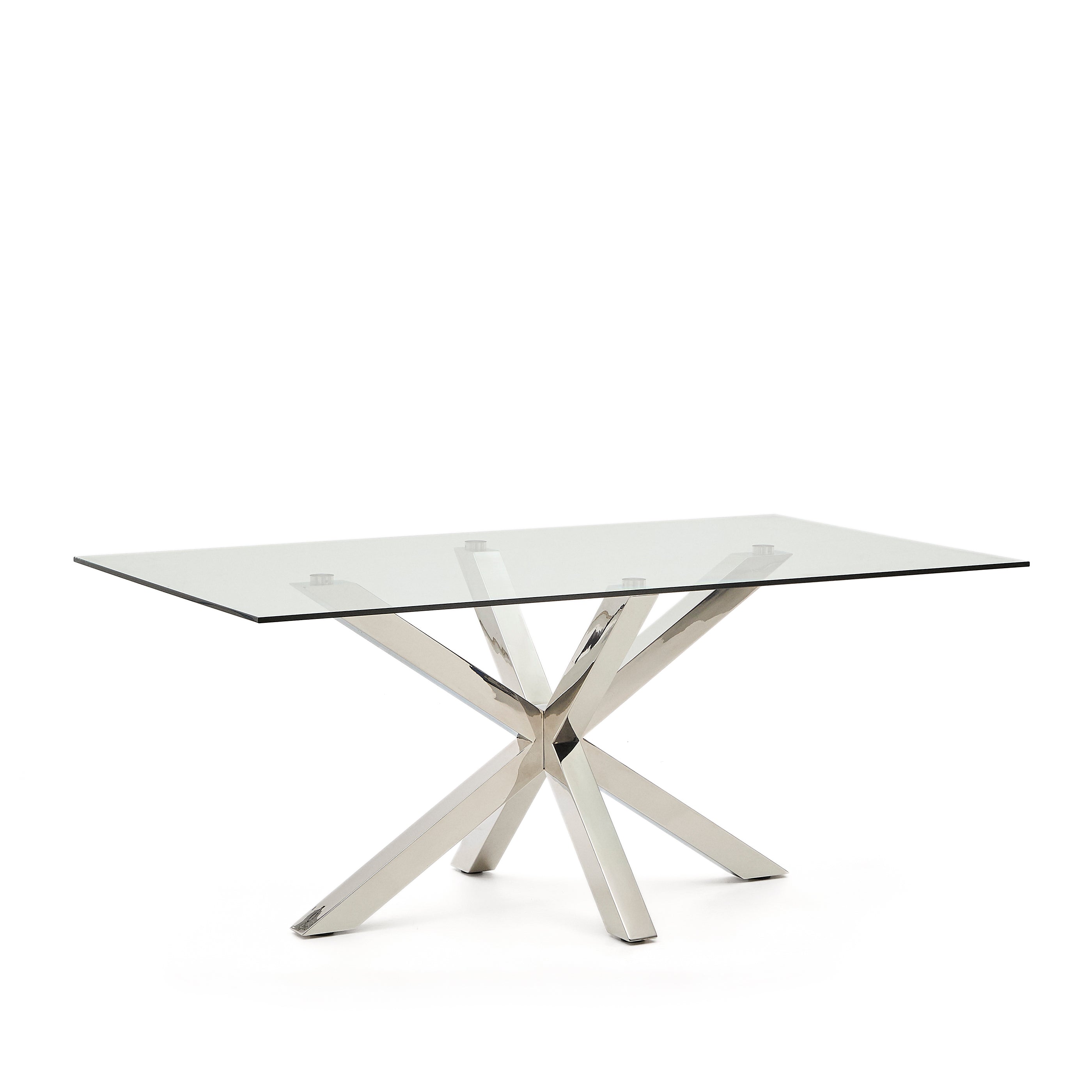 Argo glass table with stainless steel legs 180 x 100 cm - Product Image