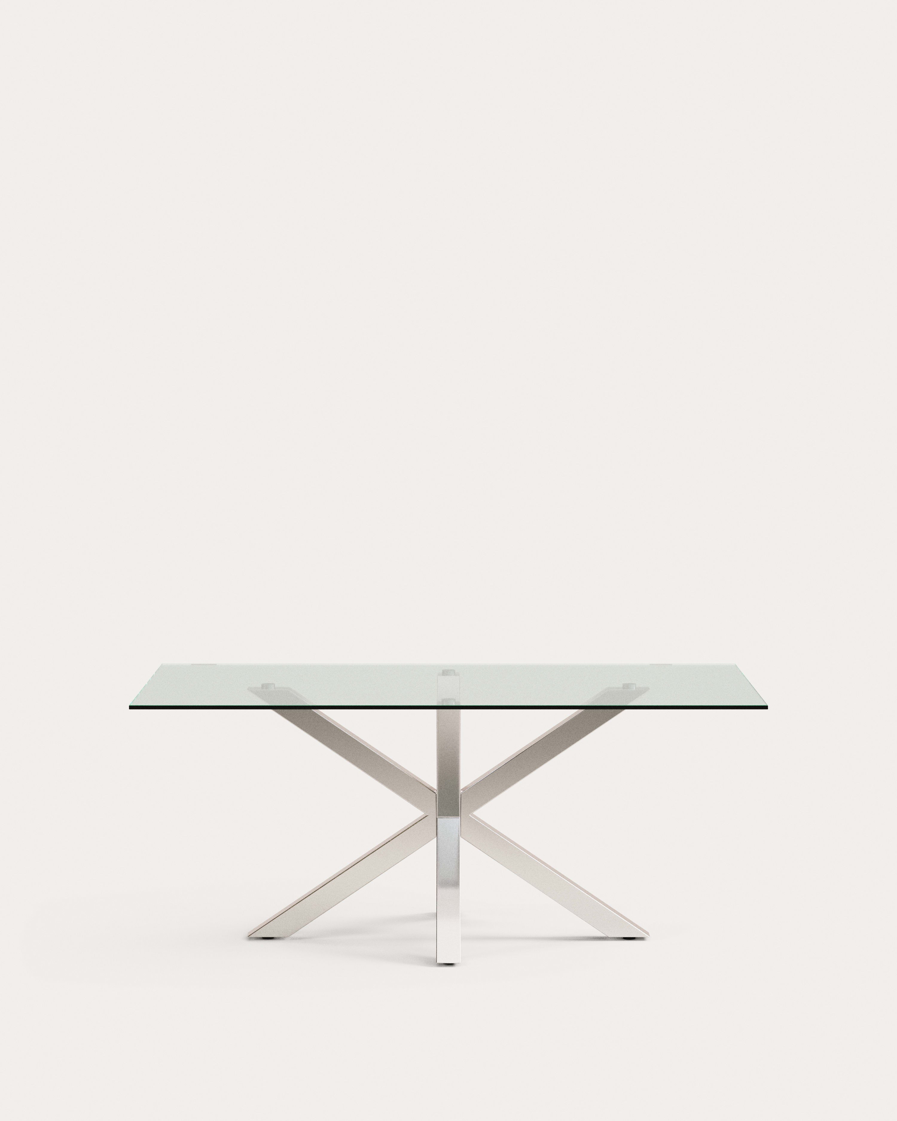 Argo glass table with stainless steel legs 180 x 100 cm - Product View