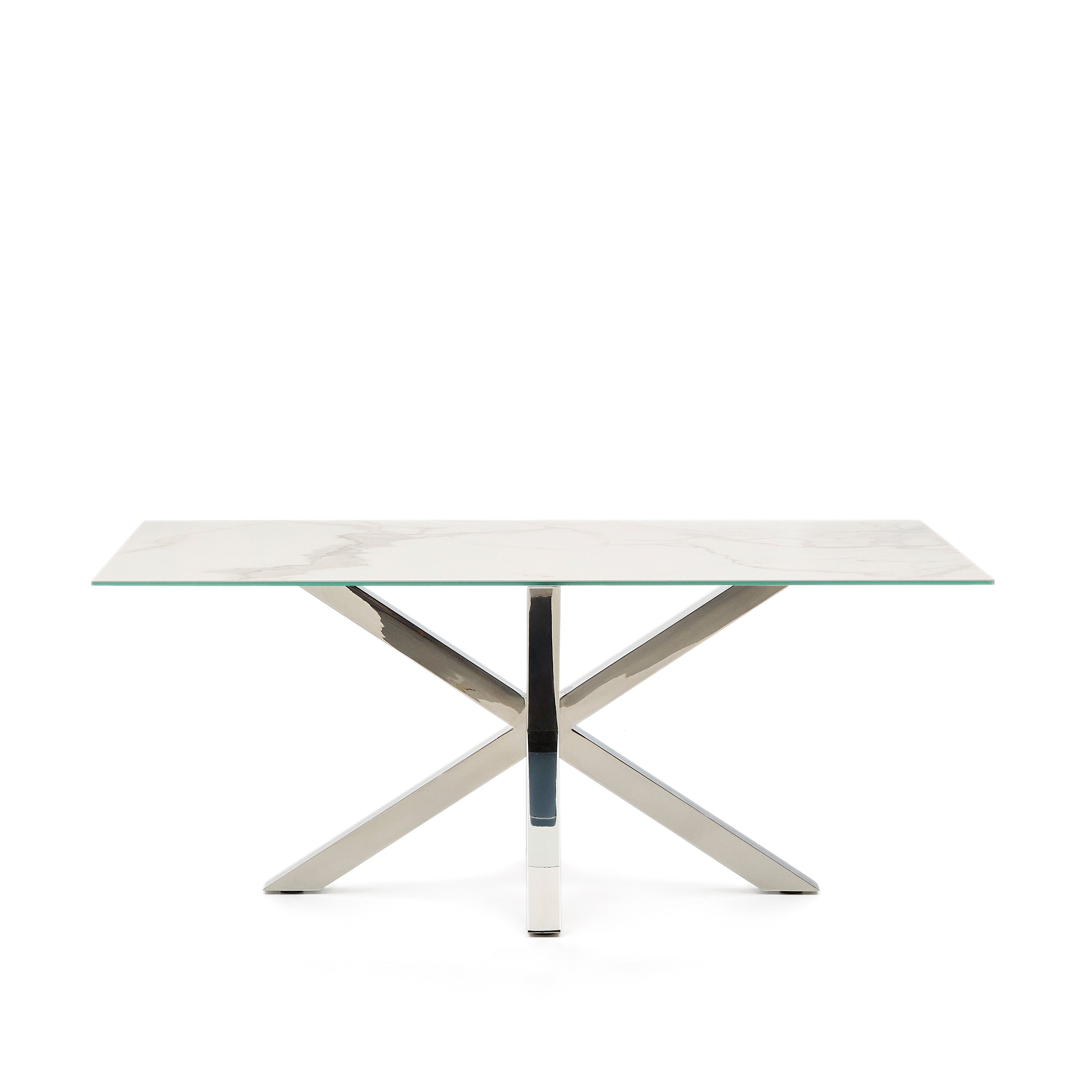 Argo table in white Kalos porcelain and stainless steel legs, 180 x 100 cm - Product Image