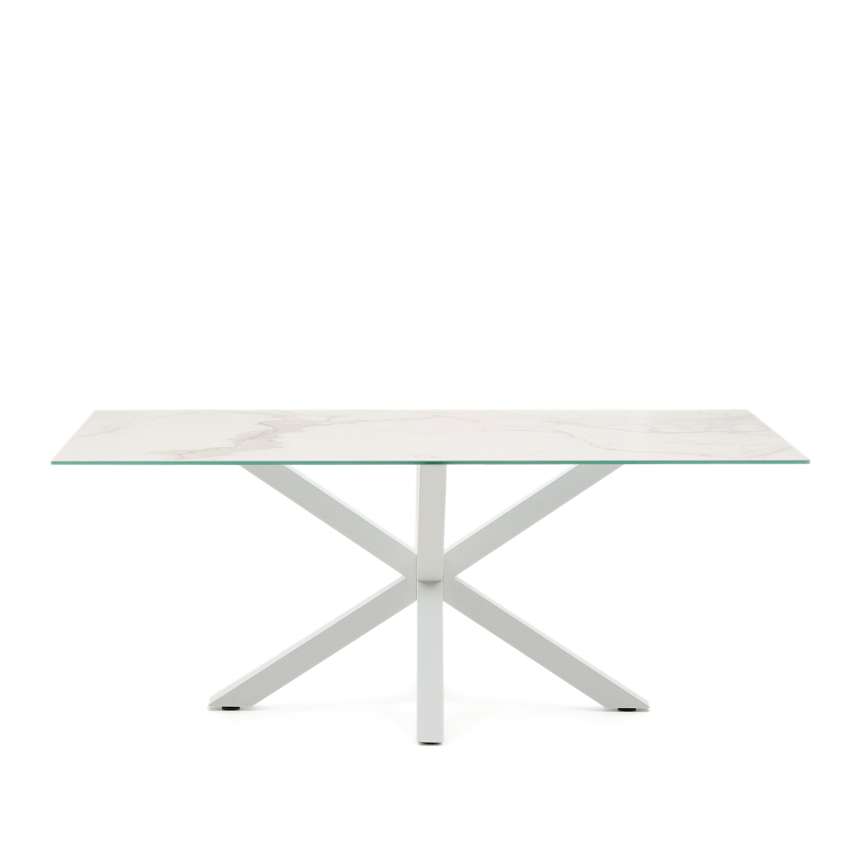 Argo table in white Kalos porcelain and steel legs with white finish, 200 x 100 cm - Product Image