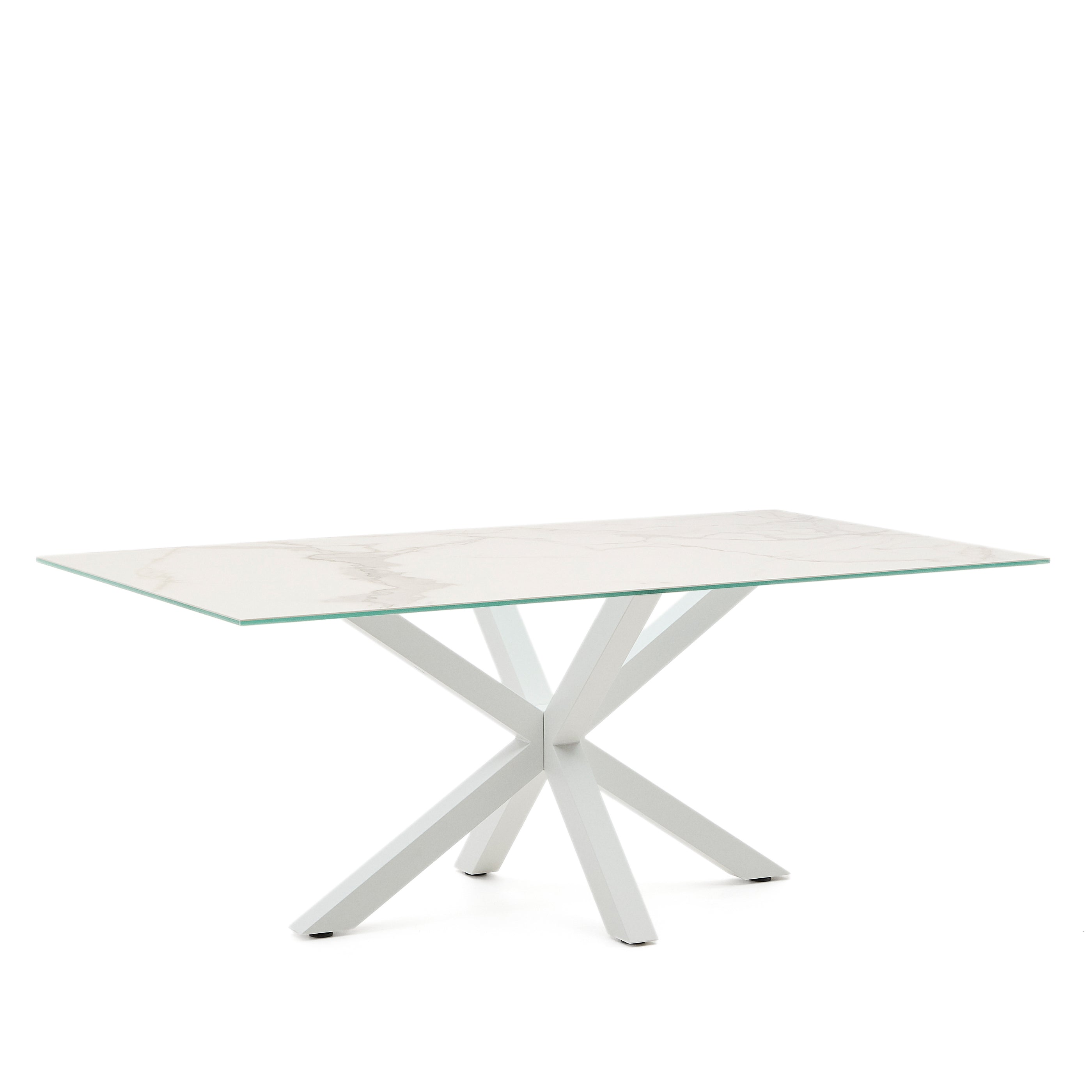 Argo table in white Kalos porcelain and steel legs with white finish, 200 x 100 cm - Product Image