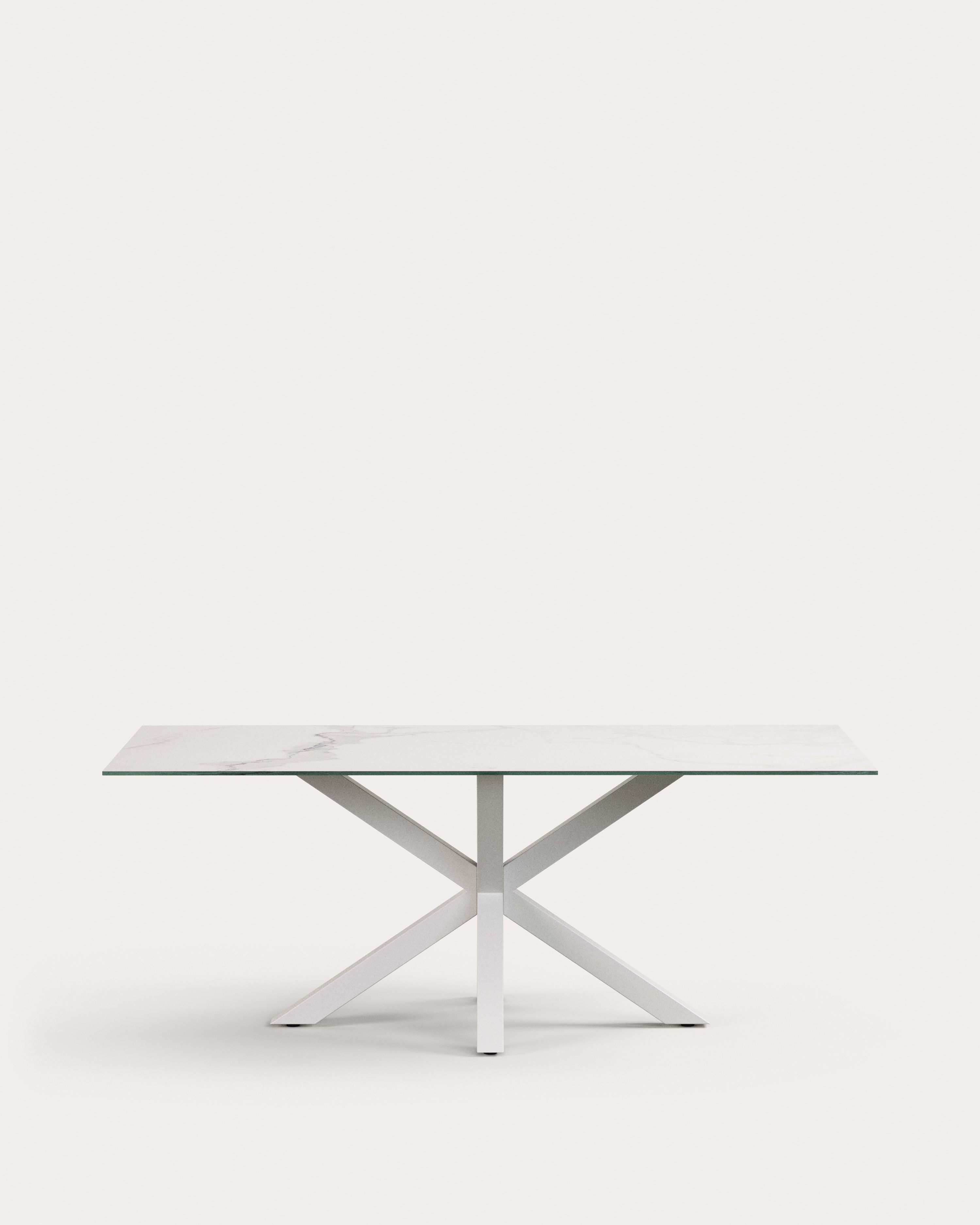Argo table in white Kalos porcelain and steel legs with white finish, 200 x 100 cm - Product View