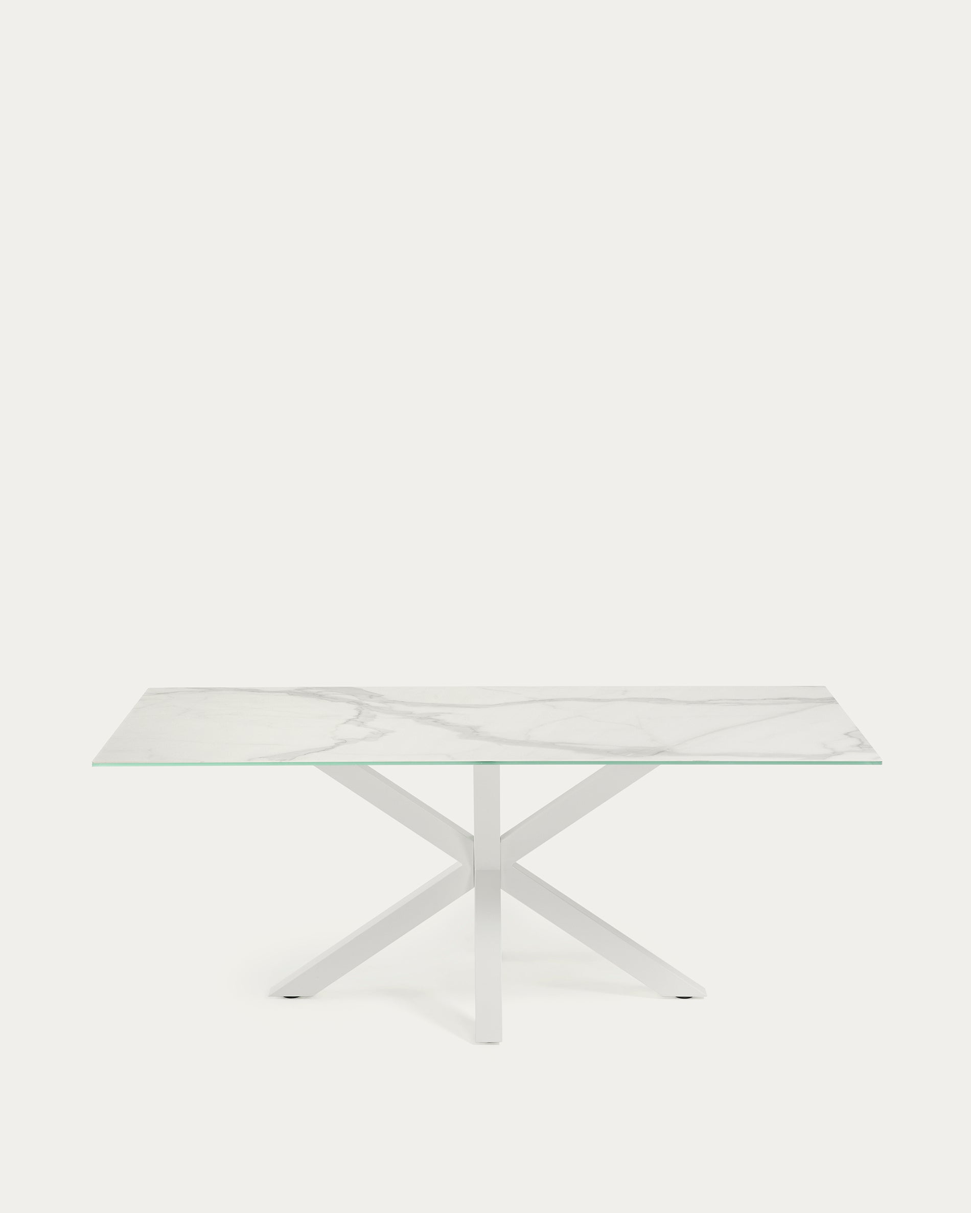 Argo table in white Kalos porcelain and steel legs with white finish, 200 x 100 cm - Product View