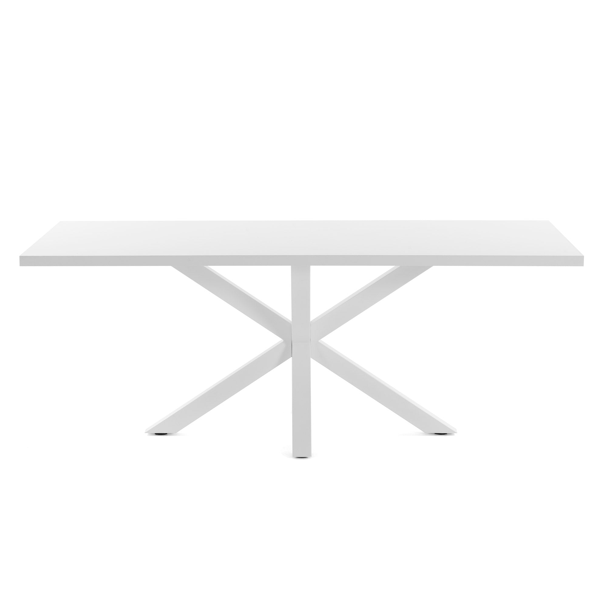 Argo table in melamine with white finish and steel legs with white finish 200 x 100 cm - Product Image