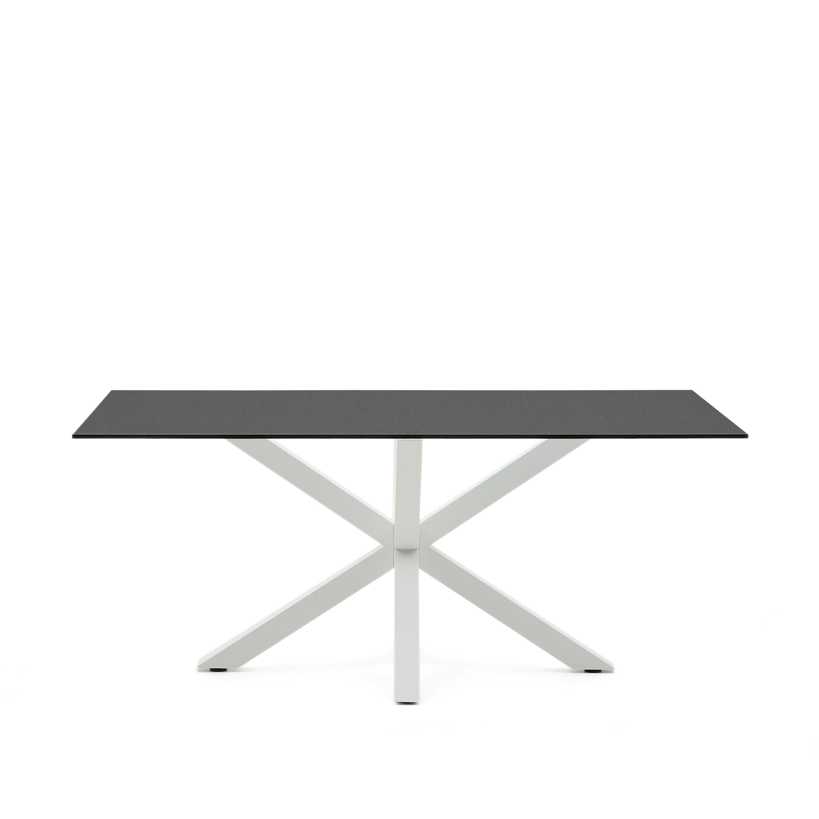 Argo table 180x100 cm, epoxy white and black glass - Product Image