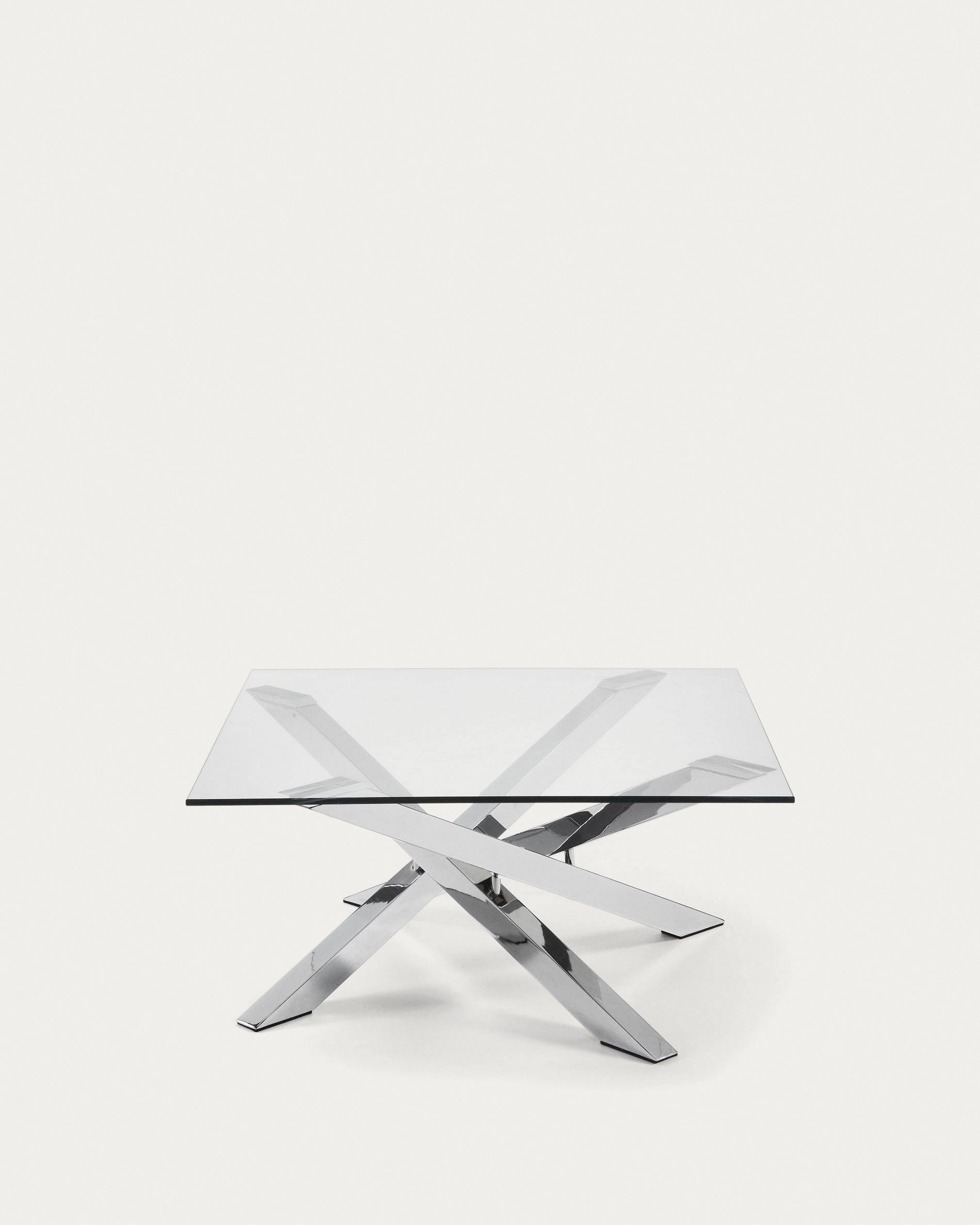 Kamido coffee table 90 x 90 cm on glass top steel legs - Product View