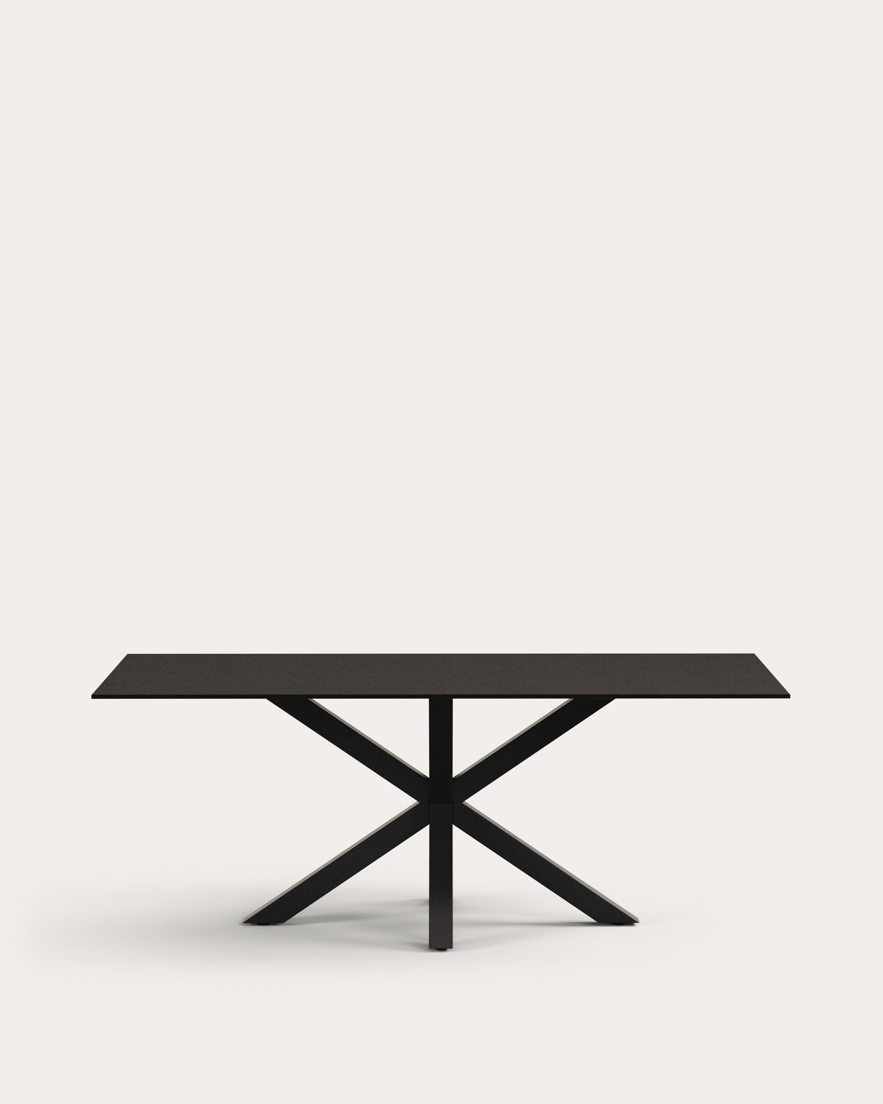 Argo table with black glass and black steel legs 200 x 100 cm - Product View