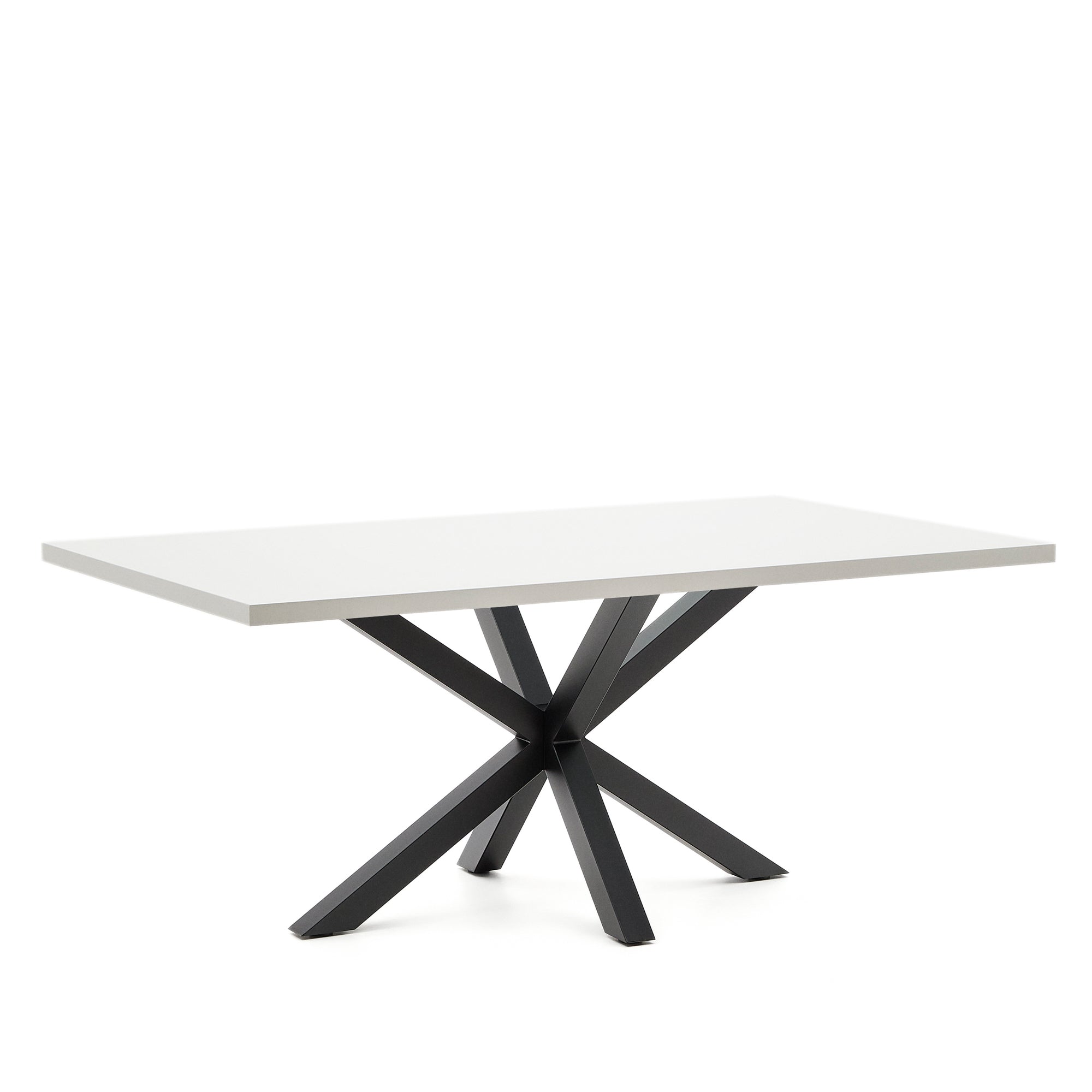 Argo table in melamine with white finish and steel legs with black finish 200 x 100 cm - Product Image