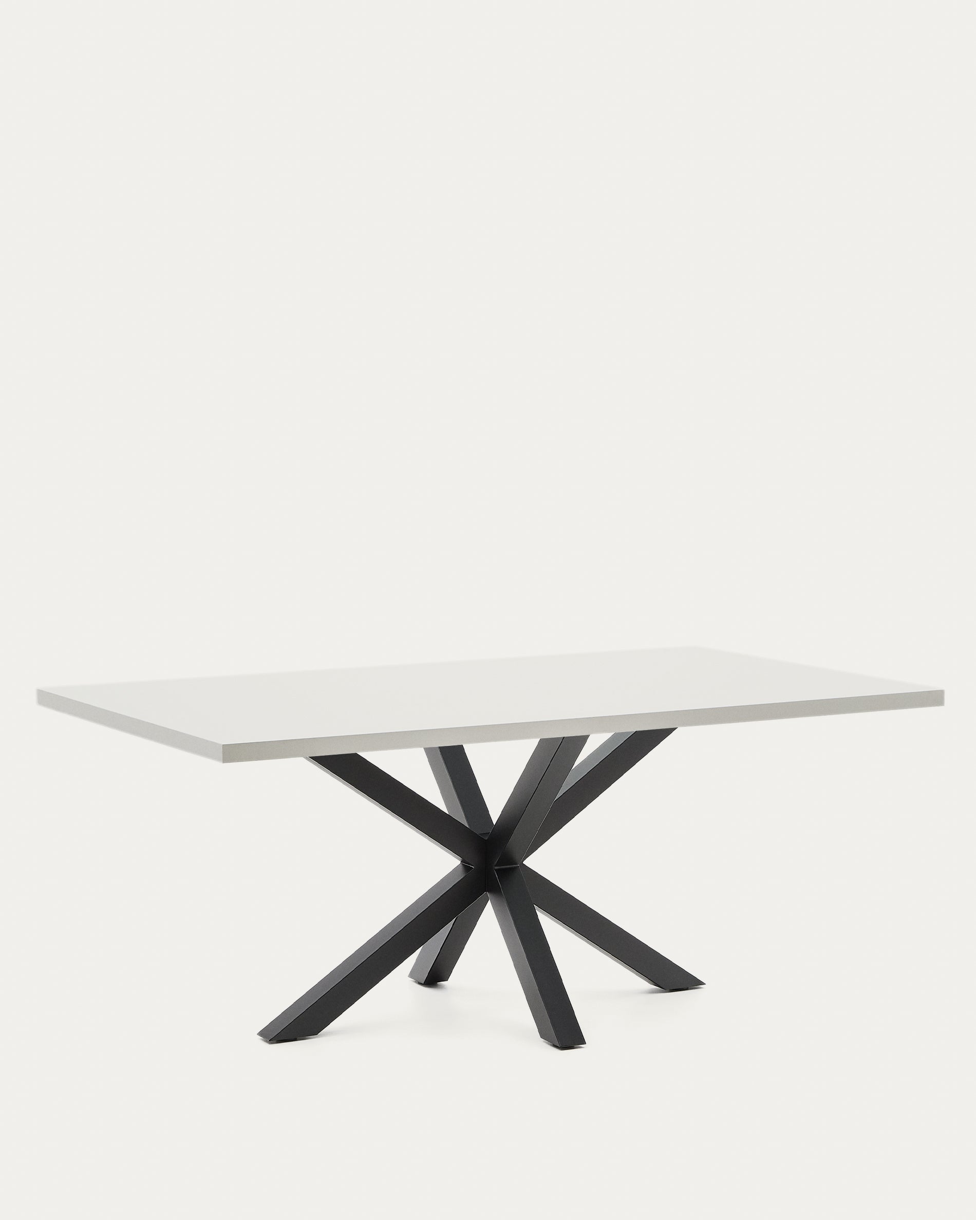 Argo table in melamine with white finish and steel legs with black finish 200 x 100 cm - Product View