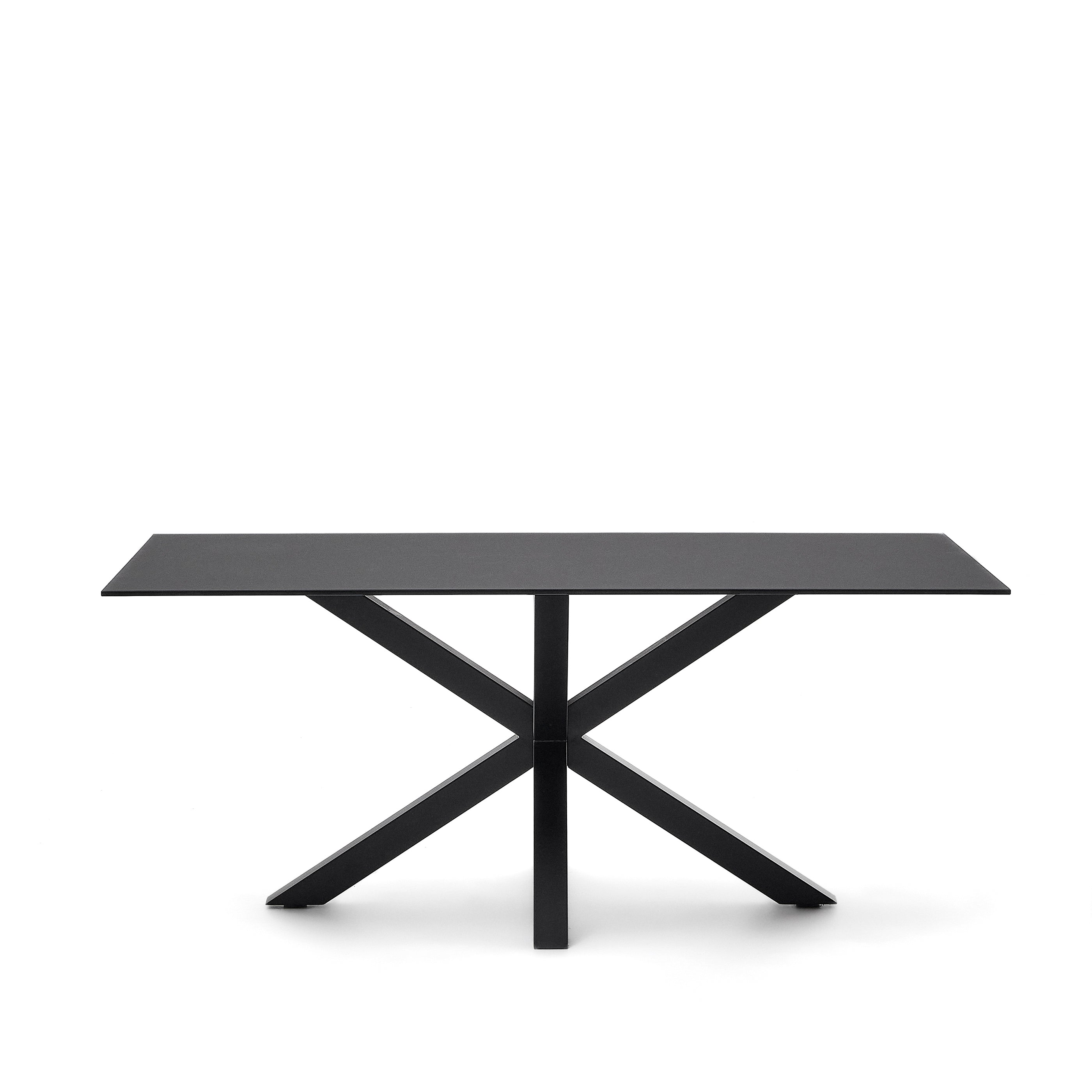 Argo table with black glass and black steel legs 180 x 190 cm - Product Image