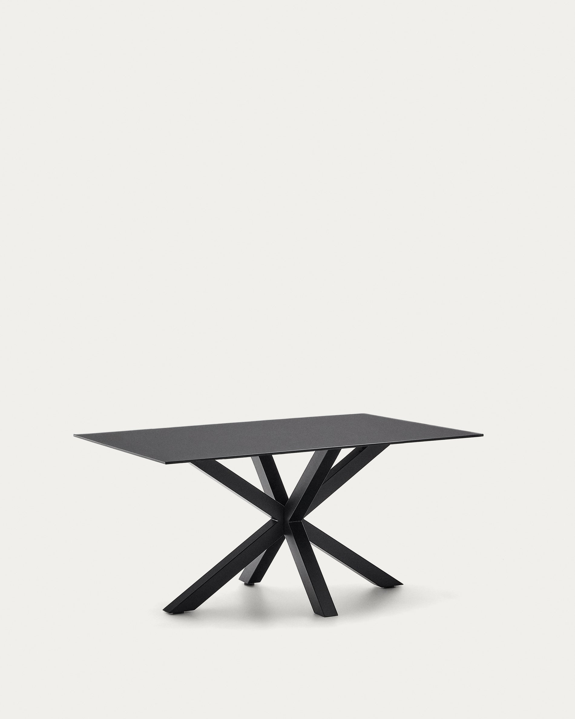 Argo table with black glass and black steel legs 180 x 190 cm - Product View