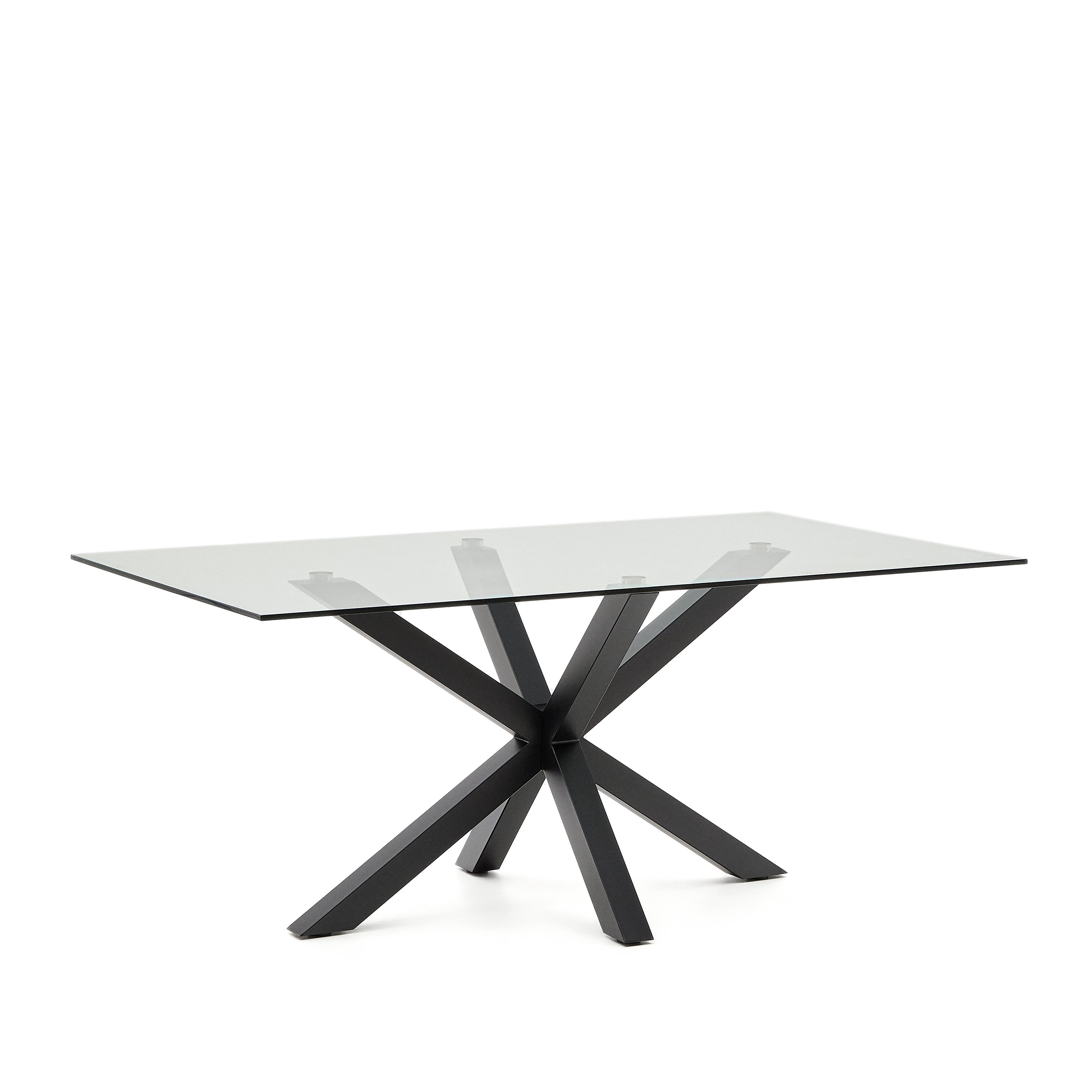Argo glass table with steel legs with black finish 180 x 100 cm - Product Image