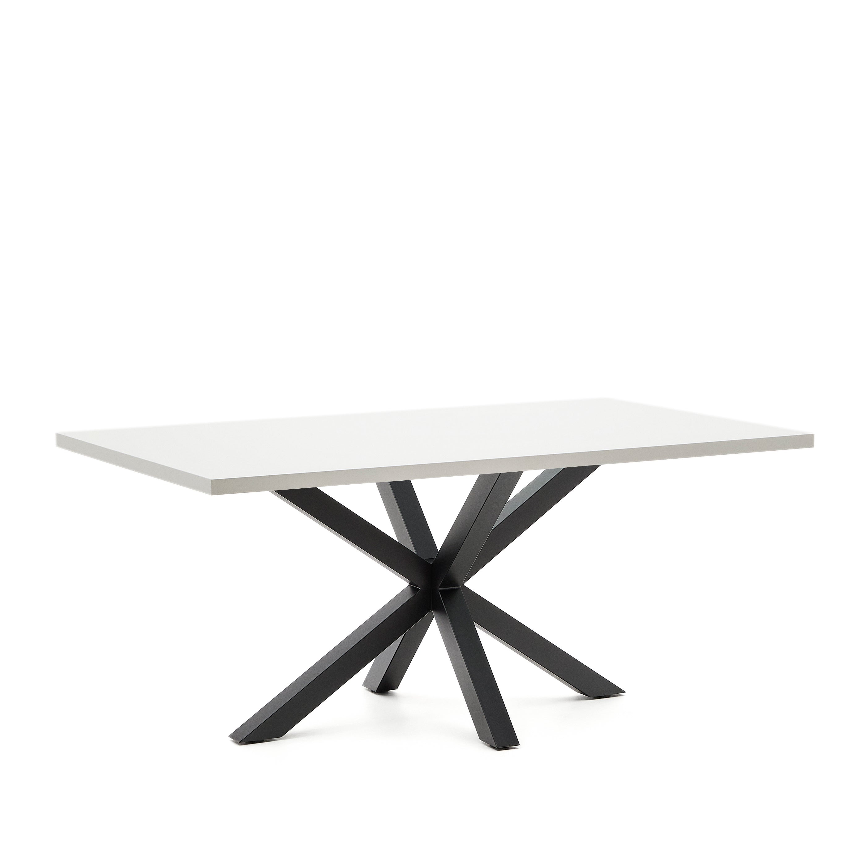 Argo table in melamine with white finish and steel legs with black finish 180 x 100 cm - Product Image
