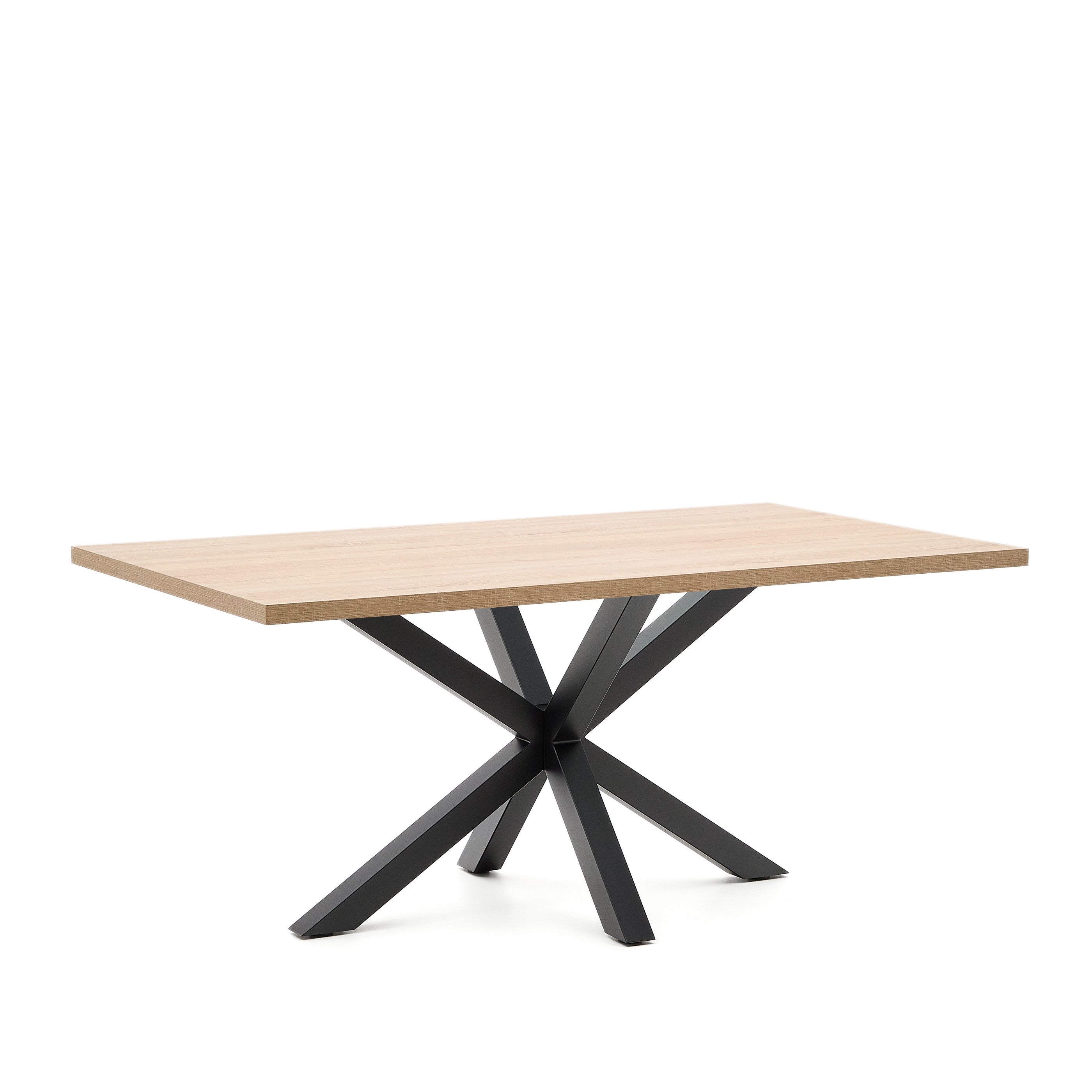 Argo table in melamine with natural finish and steel legs with black finish 180 x 100 cm - Product Image