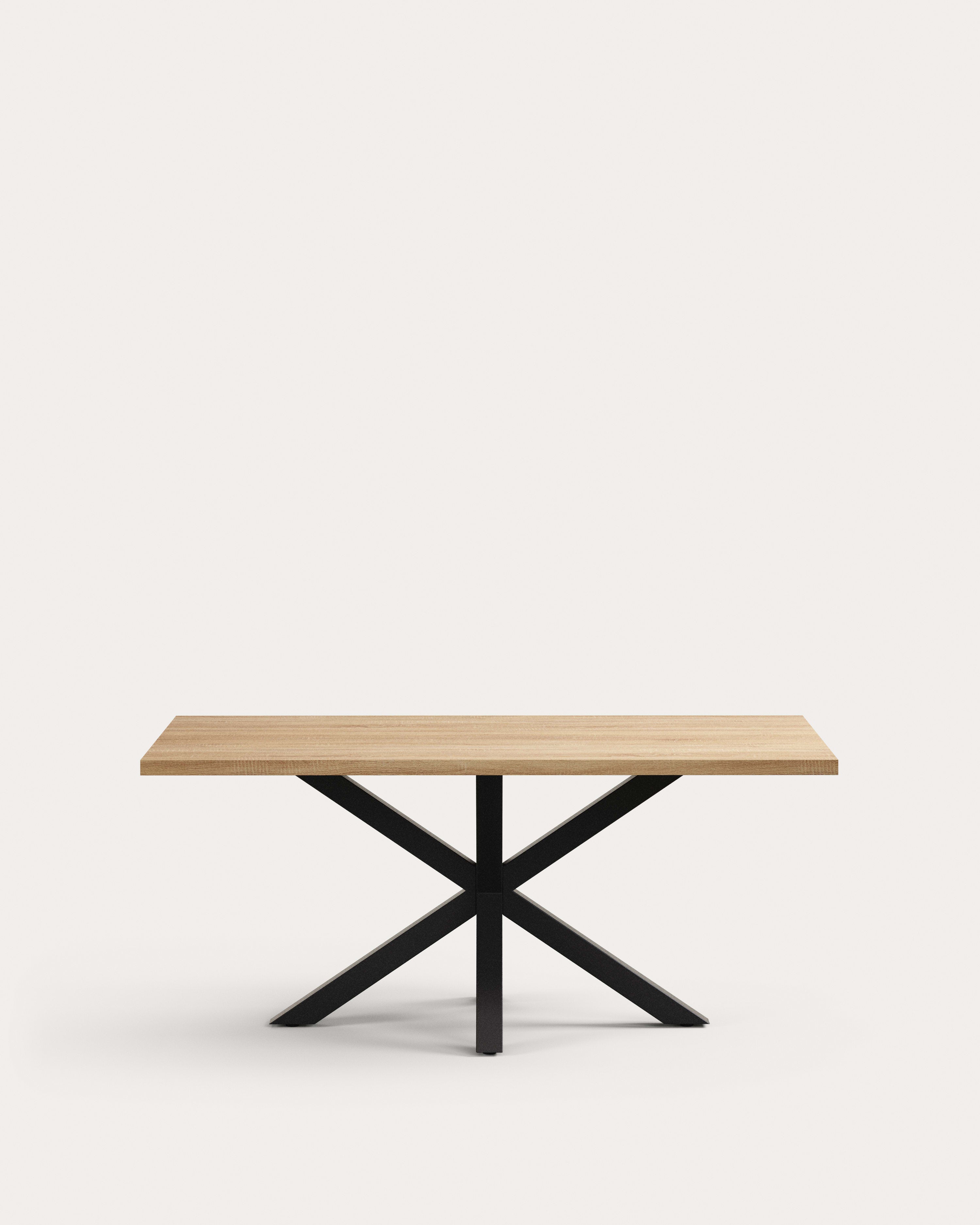 Argo table in melamine with natural finish and steel legs with black finish 180 x 100 cm - Product View