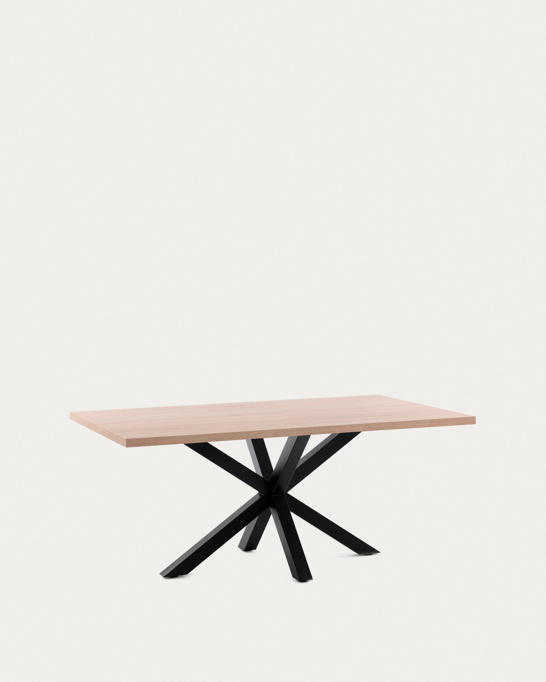 Argo table in melamine with natural finish and steel legs with black finish 180 x 100 cm - Product View