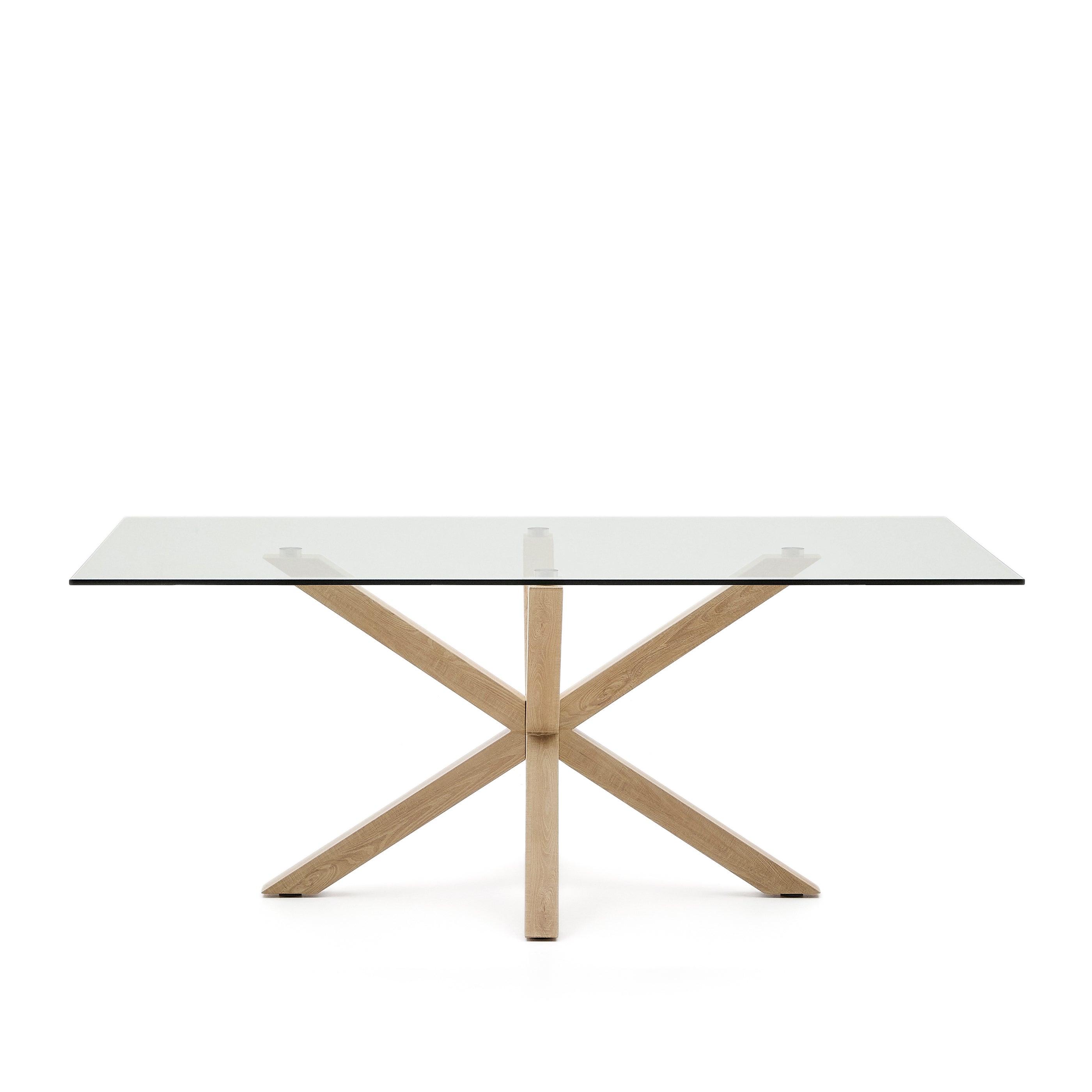 Argo glass table with steel legs with wood-effect finish 200 x 100 cm - Product Image