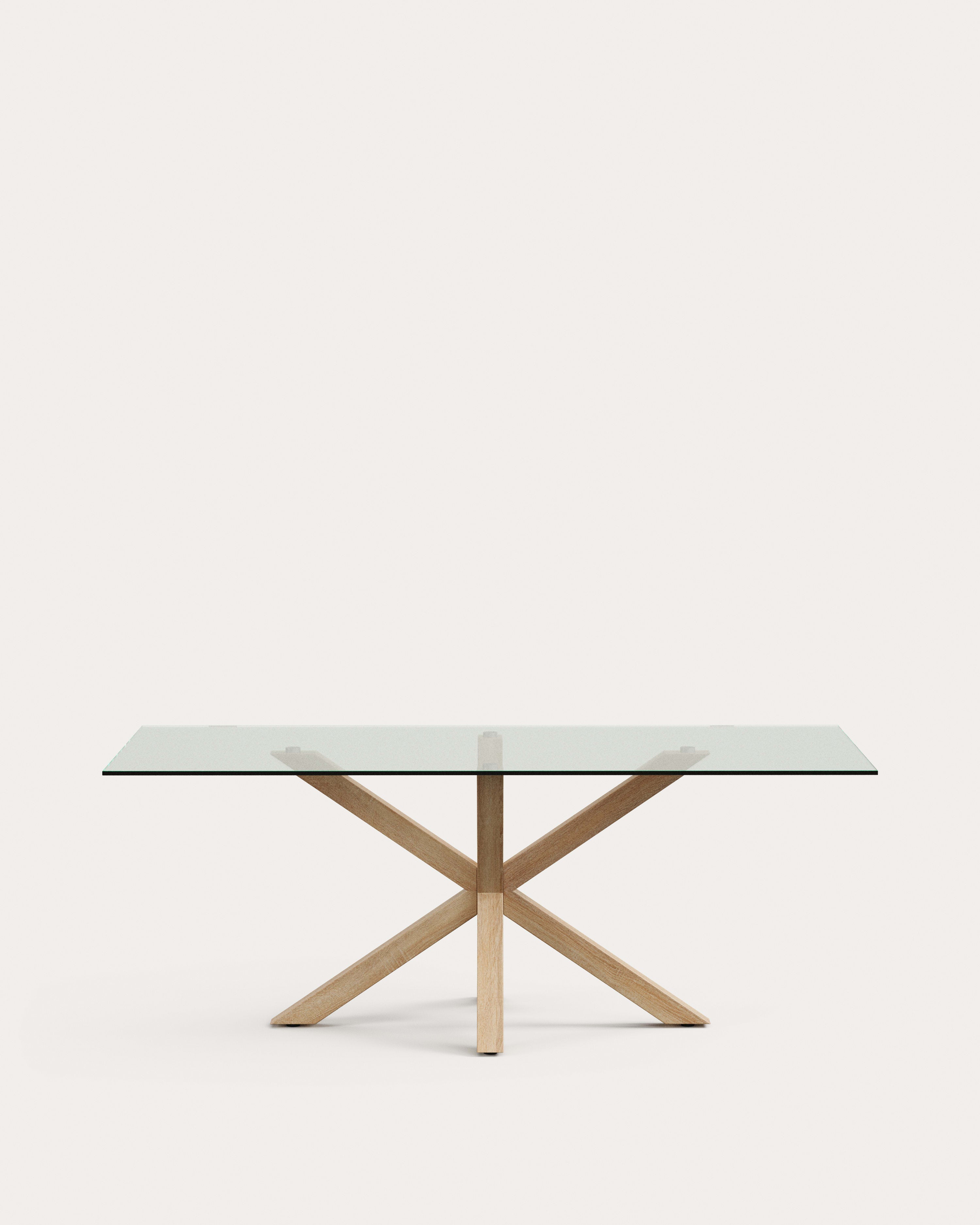 Argo glass table with steel legs with wood-effect finish 200 x 100 cm - Product View