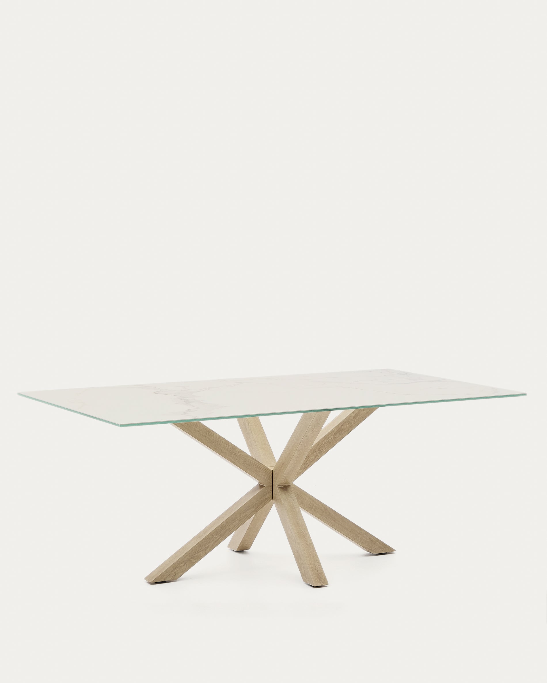 Argo porcelán asztal fehérben acél fa hatású lábakkal 200 x 100 cm