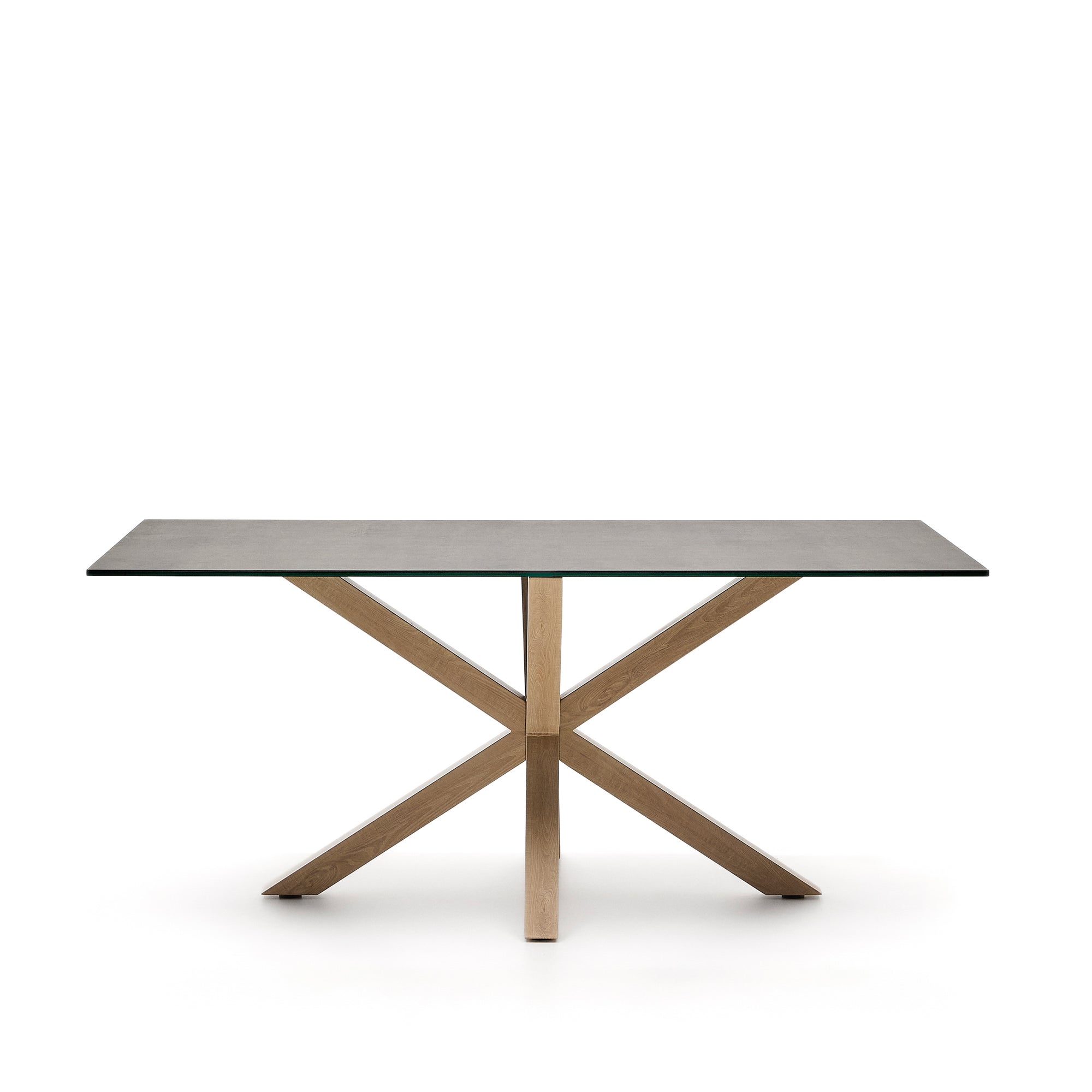 Argo table in Iron Moss porcelain and wood-effect steel legs, 180 x 100 cm - Product Image