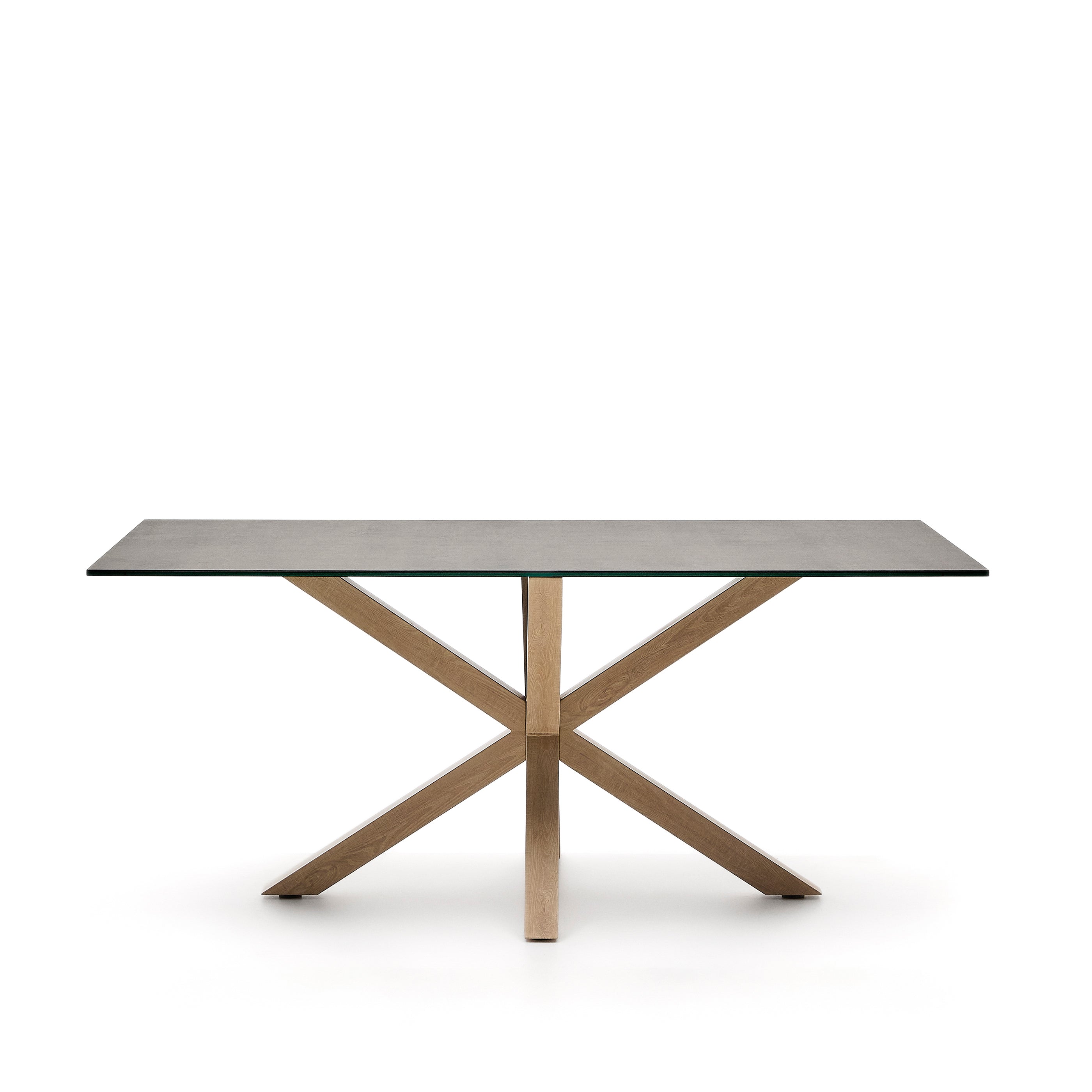 Argo table in Iron Moss porcelain and wood-effect steel legs, 180 x 100 cm - Product Image