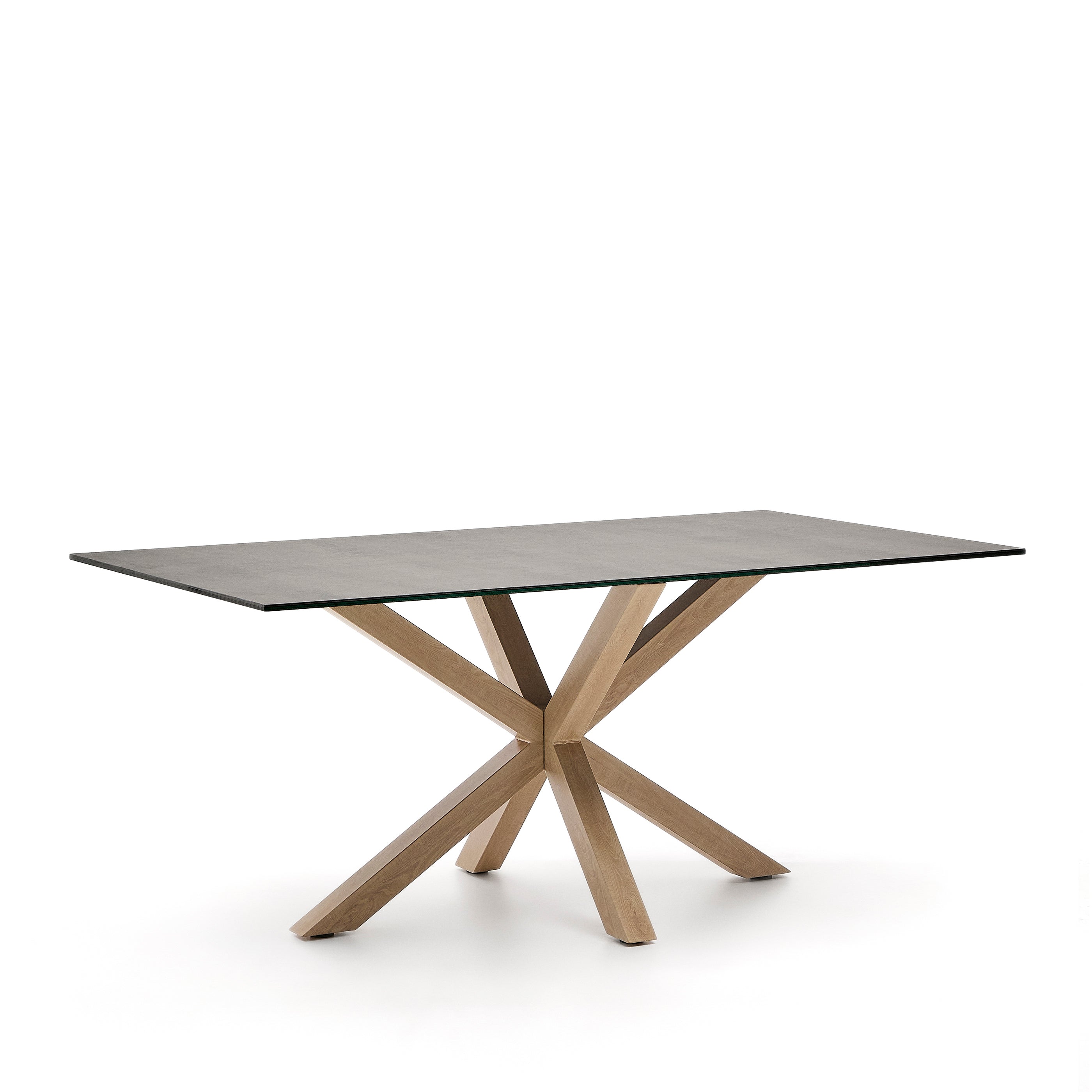 Argo table in Iron Moss porcelain and wood-effect steel legs, 180 x 100 cm - Product Image