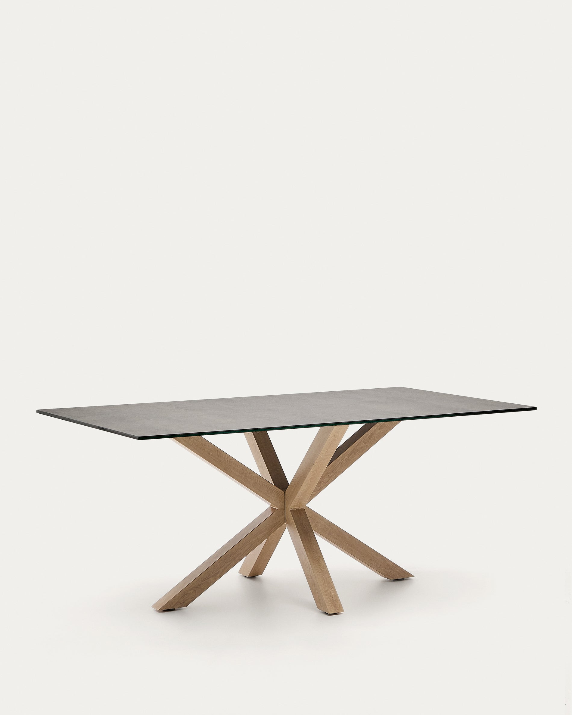 Argo table in Iron Moss porcelain and wood-effect steel legs, 180 x 100 cm - Product View