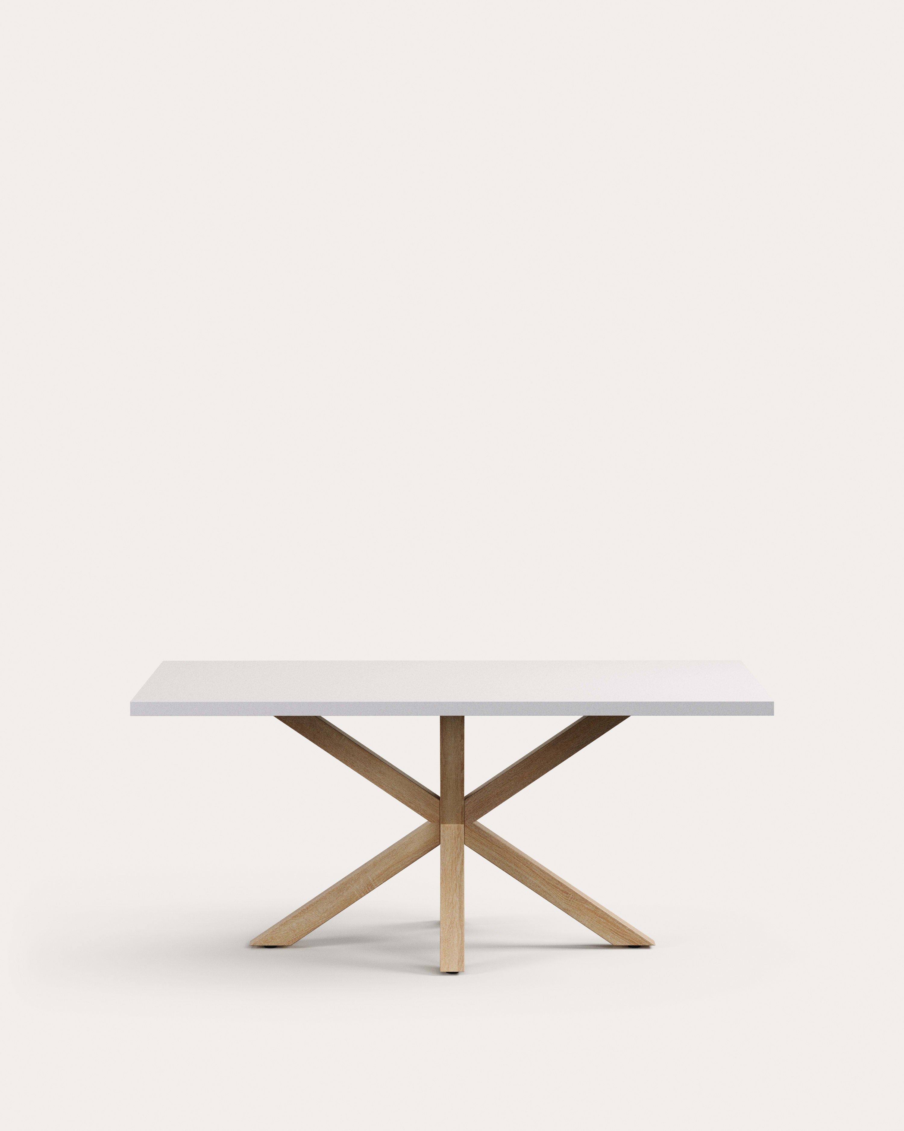 Argo table in melamine with white finish and wood-effect steel legs 180 x 100 cm - Product View