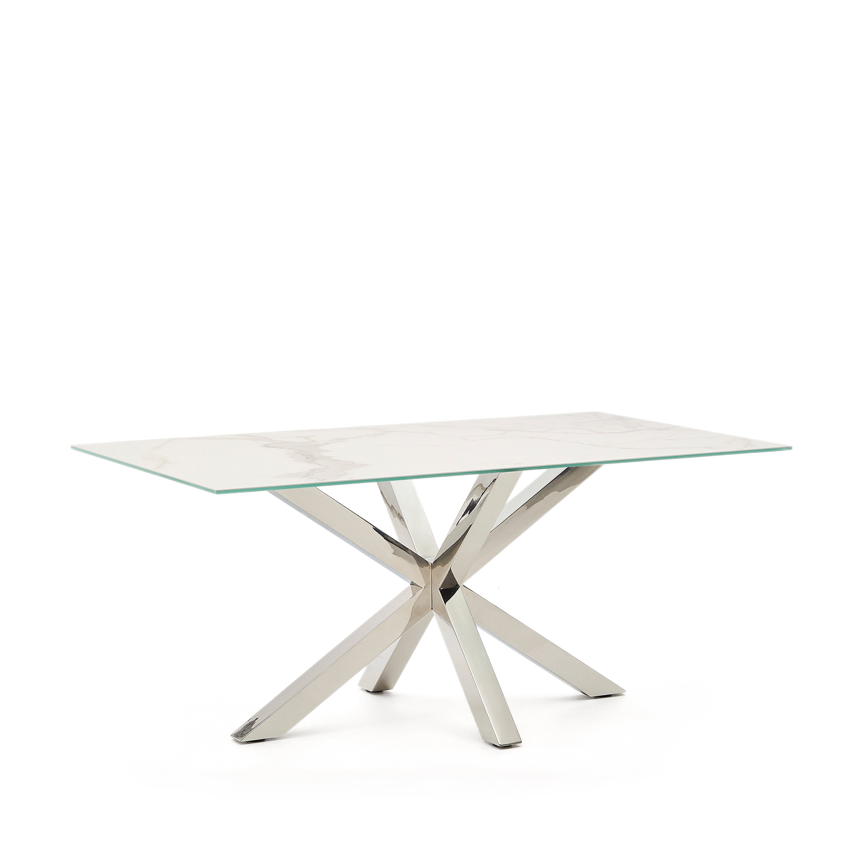 Argo table in white Kalos porcelain and stainless steel legs, 160 x 90 cm - Product Image