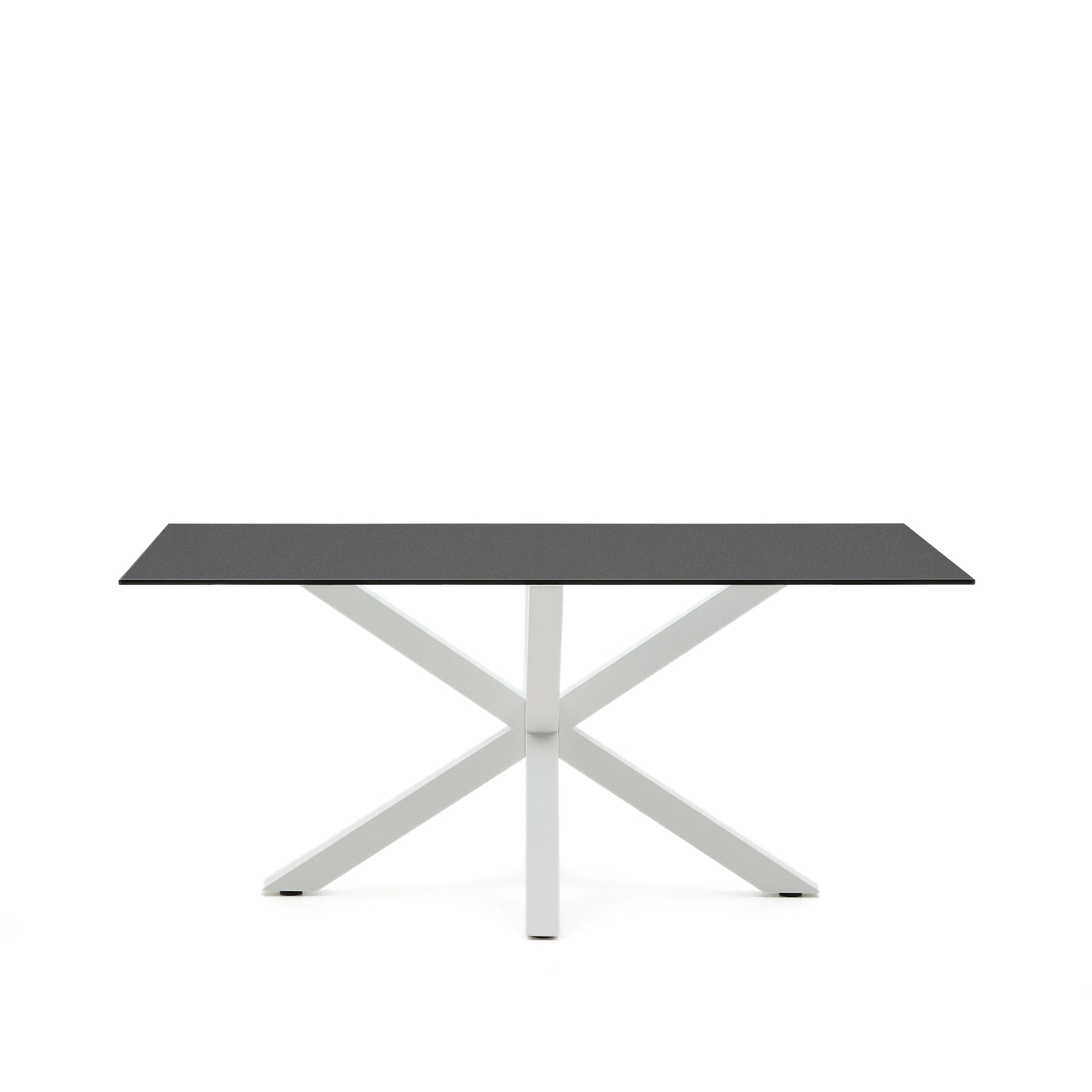 Argo asztal frosted fekete üveg és acél lábakkal fekete felülettel 160 x 90 cm