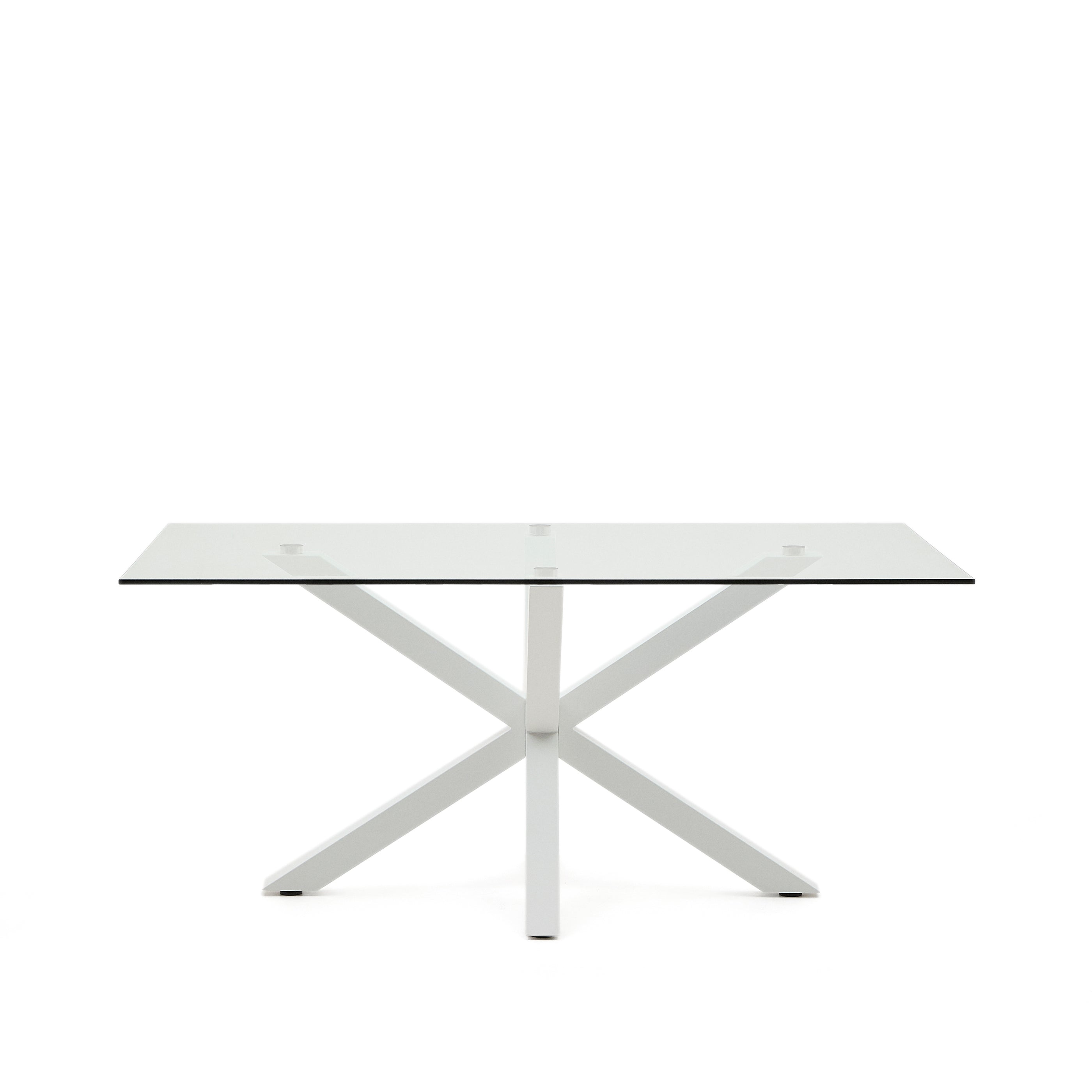 Argo glass table with steel legs with white finish 160 x 90 cm - Product Image