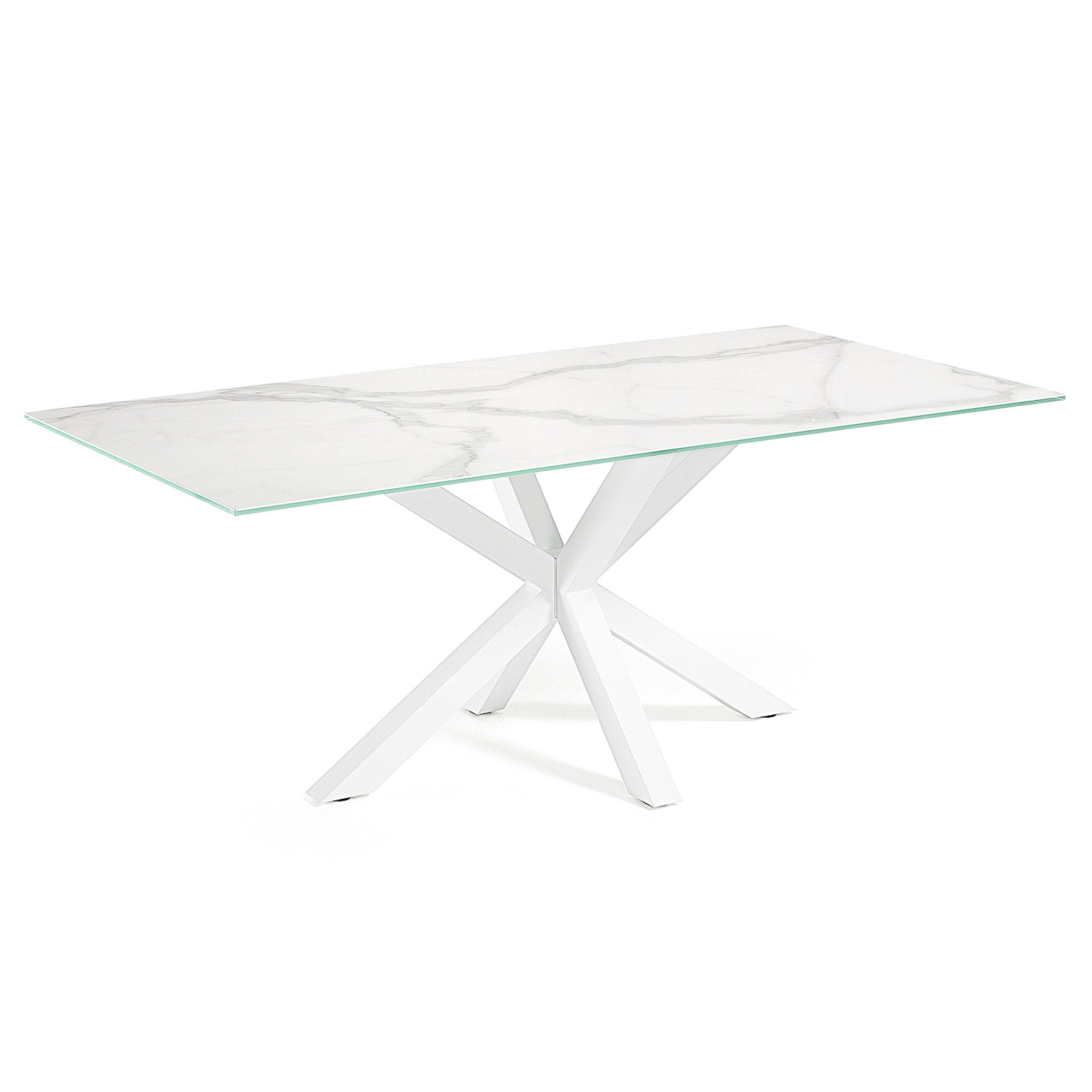 Argo table in white Kalos porcelain and steel legs with white finish, 160 x 90 cm - Product Image