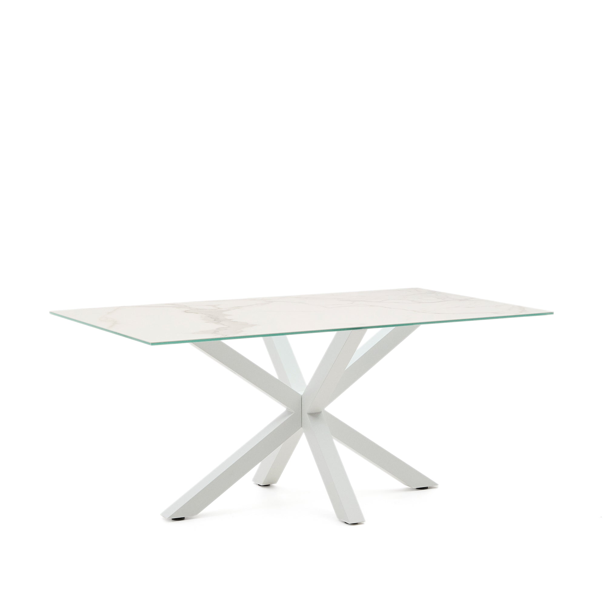 Argo asztal fehér Kalos porcelánból és acél lábakkal fehér befejezéssel, 160 x 90 cm