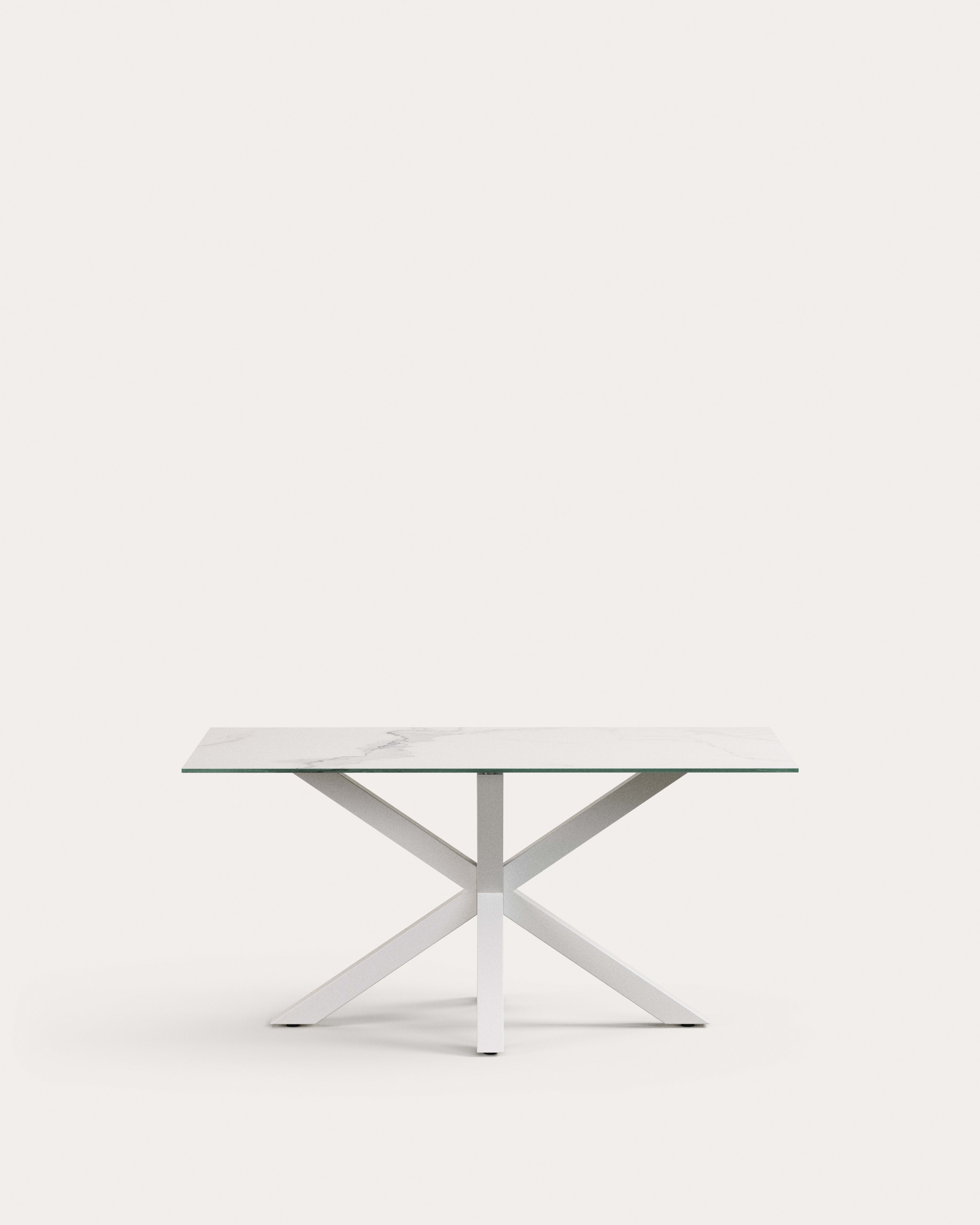 Argo table in white Kalos porcelain and steel legs with white finish, 160 x 90 cm - Product View