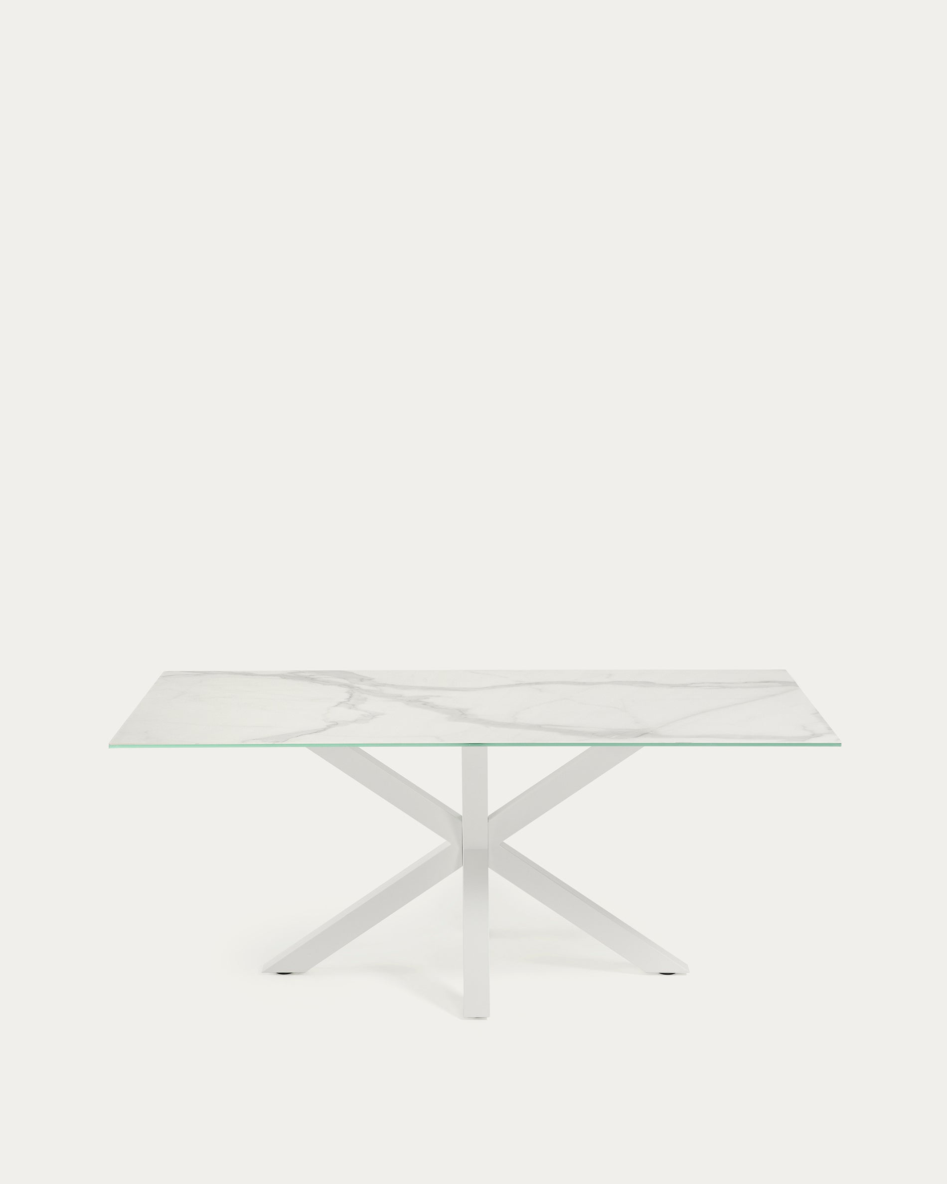 Argo table in white Kalos porcelain and steel legs with white finish, 160 x 90 cm - Product View