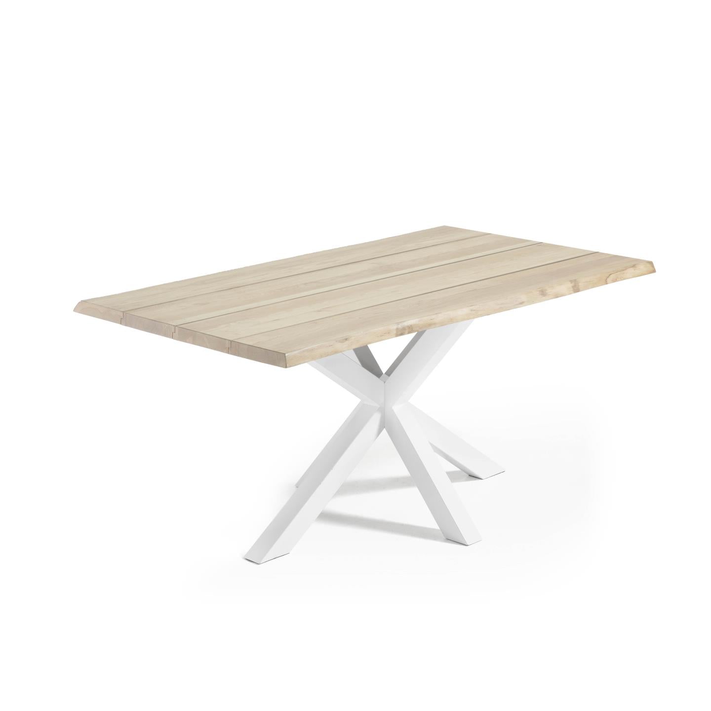 Argo oak veneer table with a whitewashed finish and white steel legs, 160 x 90 cm - Product Image