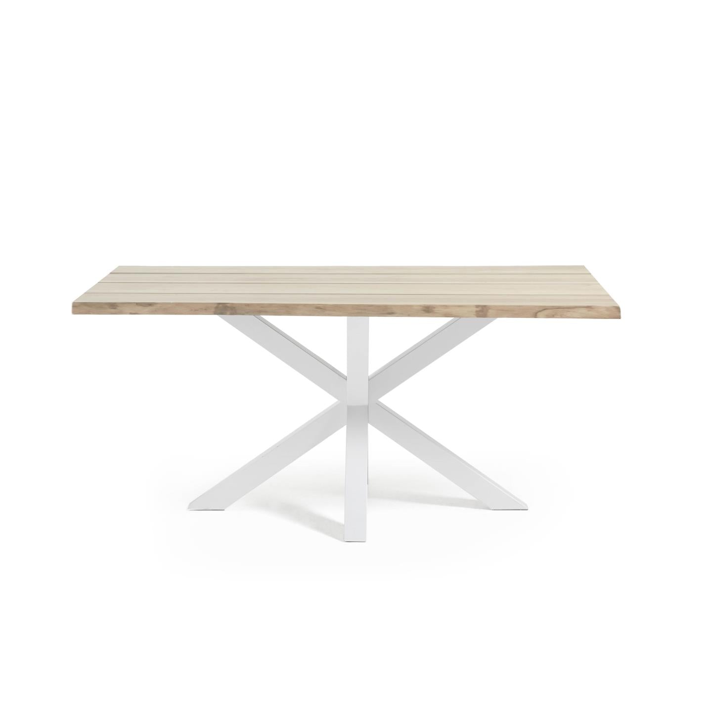 Argo oak veneer table with a whitewashed finish and white steel legs, 160 x 90 cm - Product Image