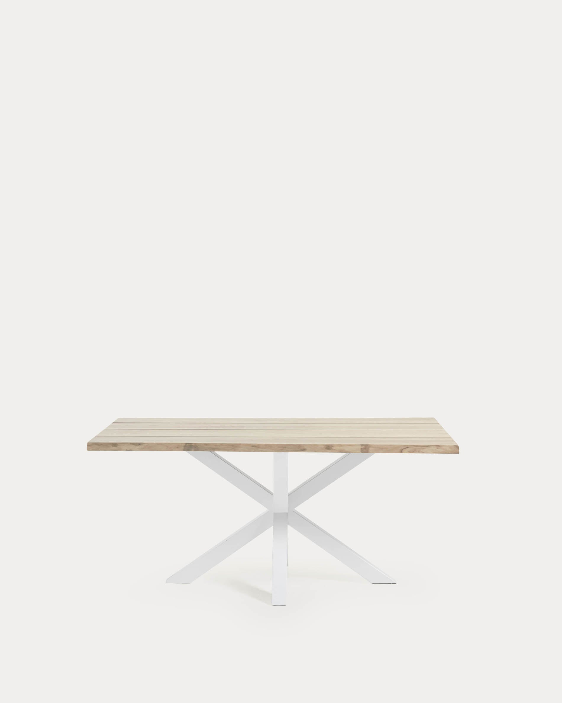 Argo oak veneer table with a whitewashed finish and white steel legs, 160 x 90 cm - Product View
